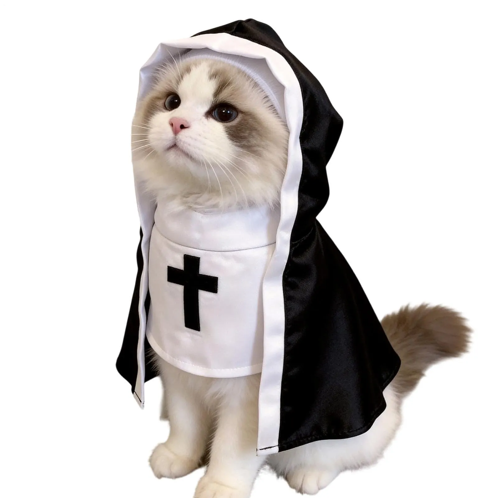 Tuxuseo Costume da Suora per Gatti e Cani di Piccola Taglia, Nero e Bianco - immagine 1
