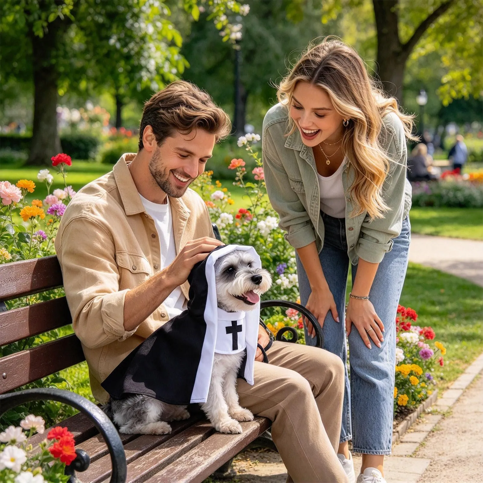 Tuxuseo Costume da Suora per Gatti e Cani di Piccola Taglia, Nero e Bianco - immagine 2