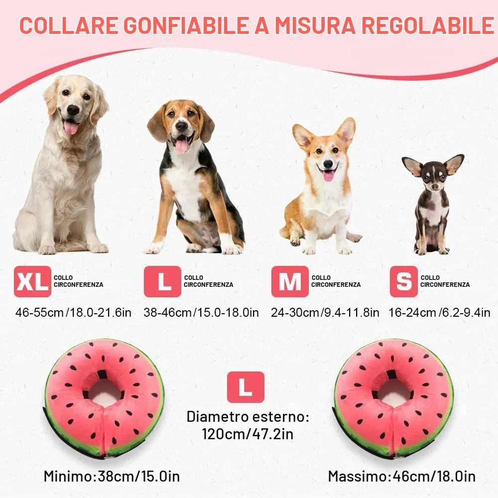 HMCEY Collare Protettivo Gonfiabile per Cani, Collare Elisabettiano Morbido Post Intervento Regolabile, Anti Leccamento e Protezione Post Operatorio - L - immagine 2