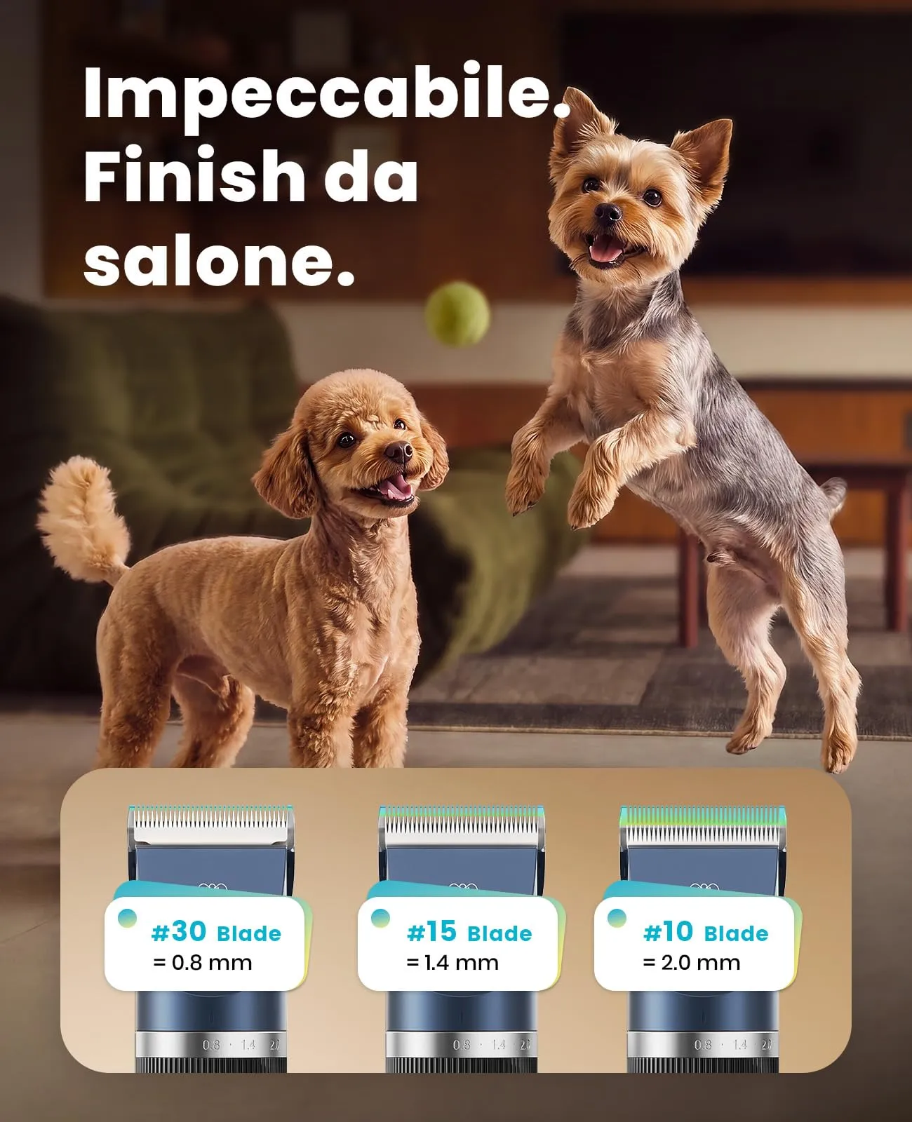 Oneisall Tosatrice per Cani e Gatti FC10, Batteria 2000 mAh, Blu - immagine 4