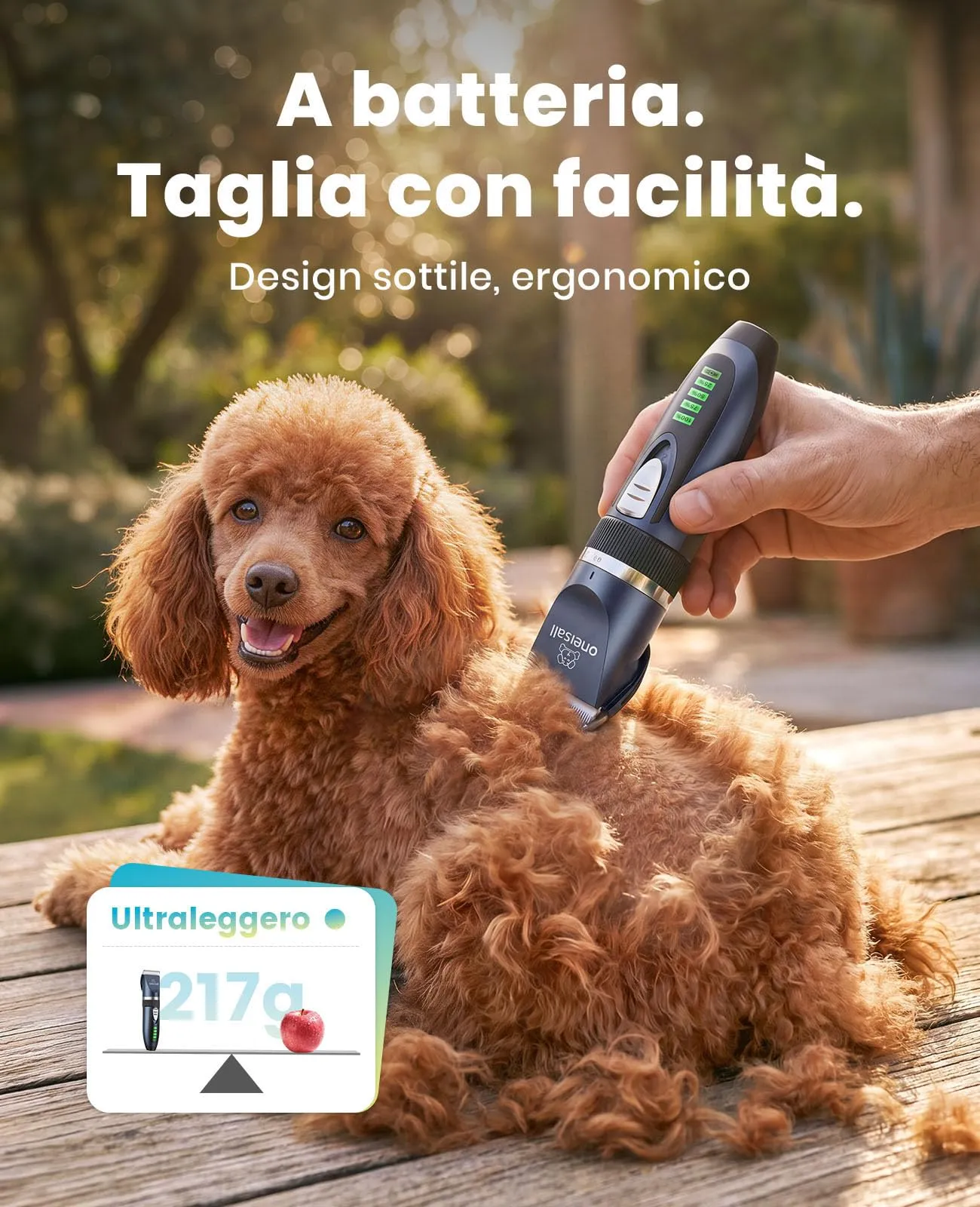 Oneisall Tosatrice per Cani e Gatti FC10, Batteria 2000 mAh, Blu - immagine 5