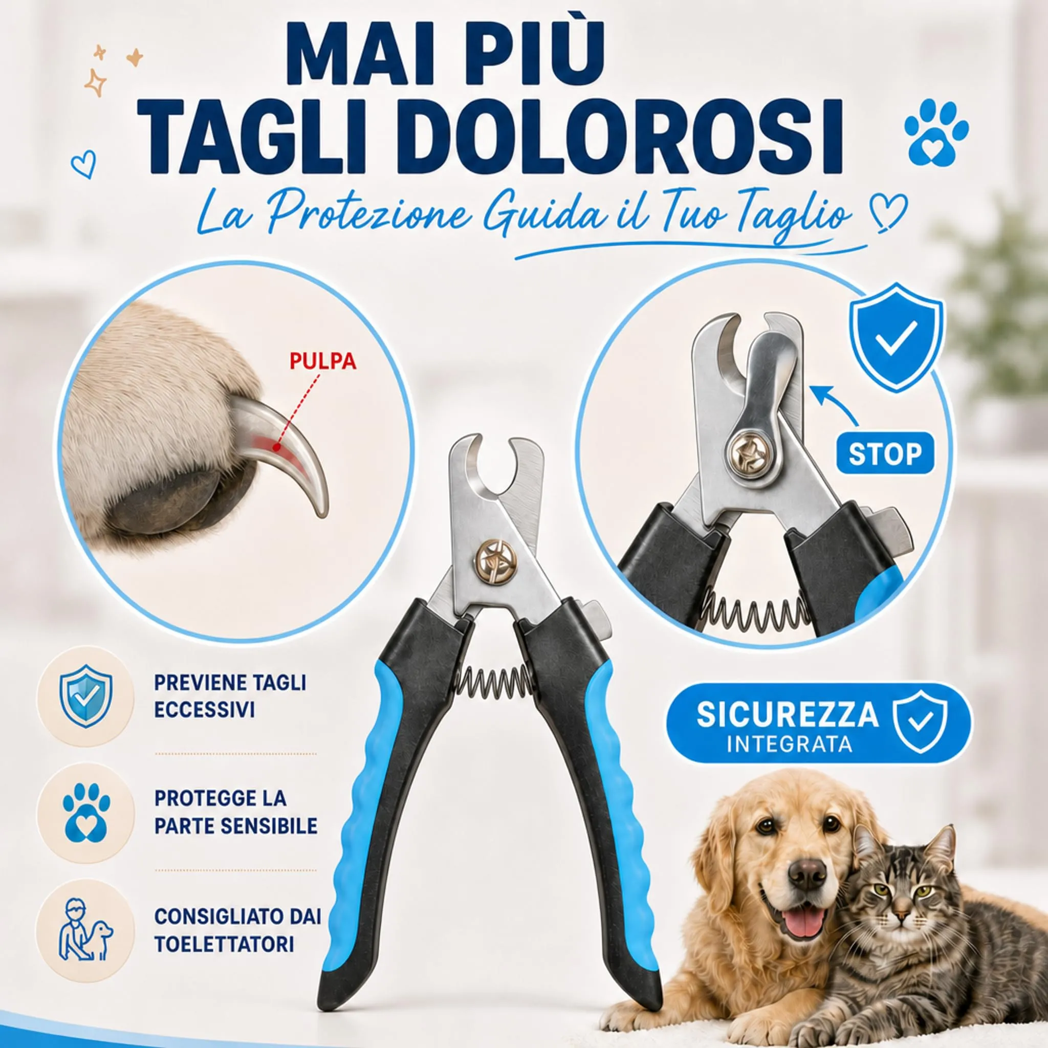 PRISMAL Tagliaunghie per Cani e Gatti in Acciaio Inossidabile con Protezione dal Taglio Eccessivo, Ideale per Taglia Media e Grande - immagine 2