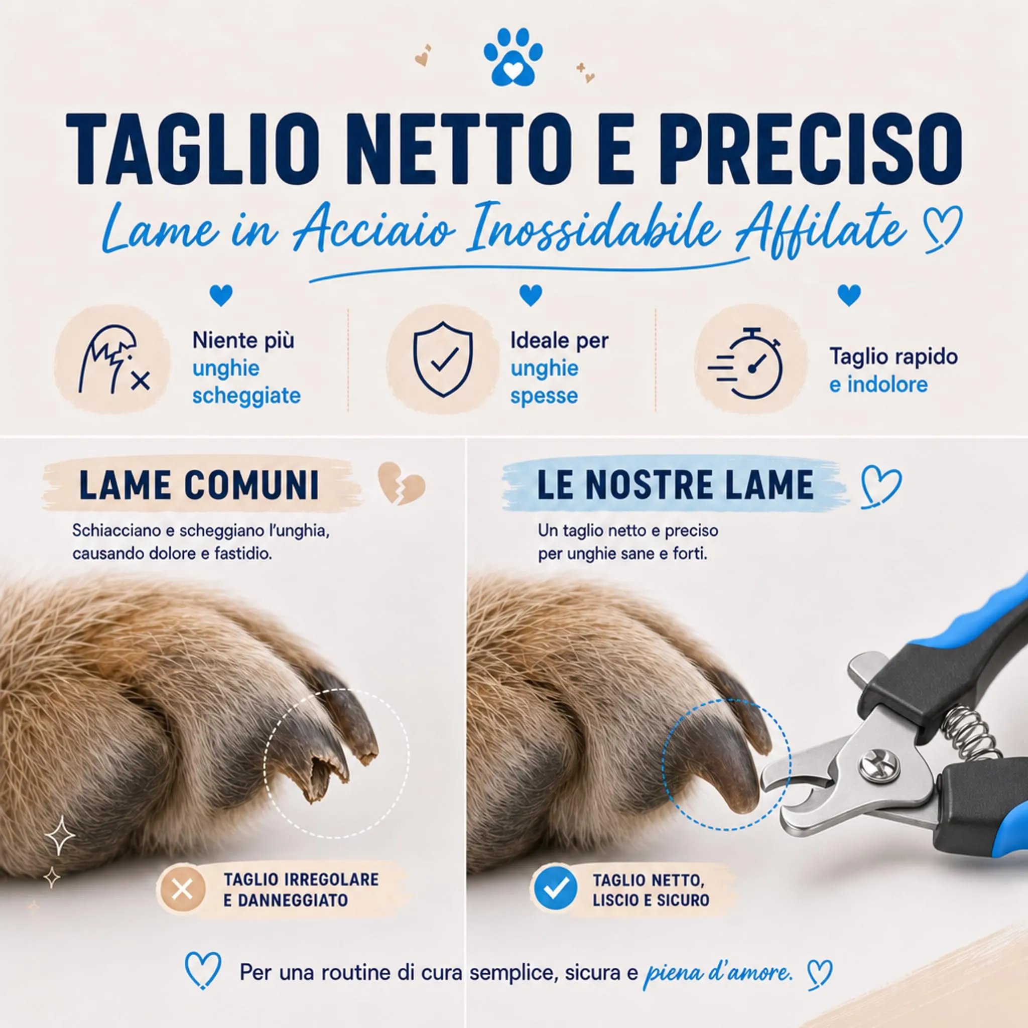 PRISMAL Tagliaunghie per Cani e Gatti in Acciaio Inossidabile con Protezione dal Taglio Eccessivo, Ideale per Taglia Media e Grande - immagine 3
