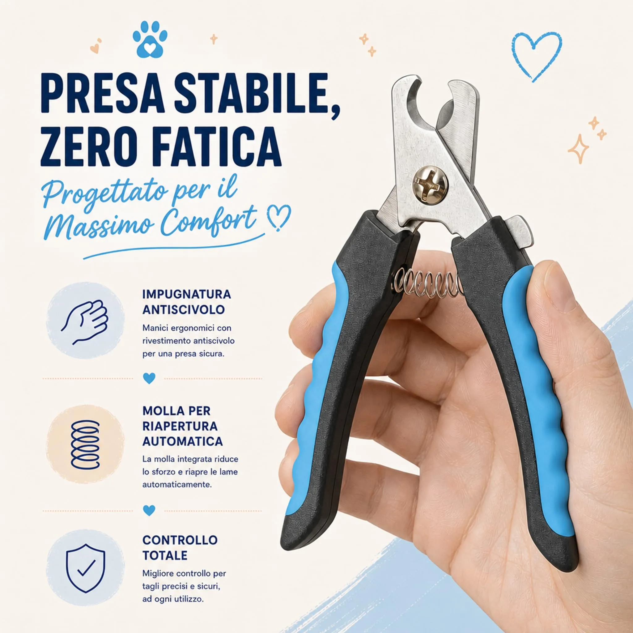 PRISMAL Tagliaunghie per Cani e Gatti in Acciaio Inossidabile con Protezione dal Taglio Eccessivo, Ideale per Taglia Media e Grande - immagine 4