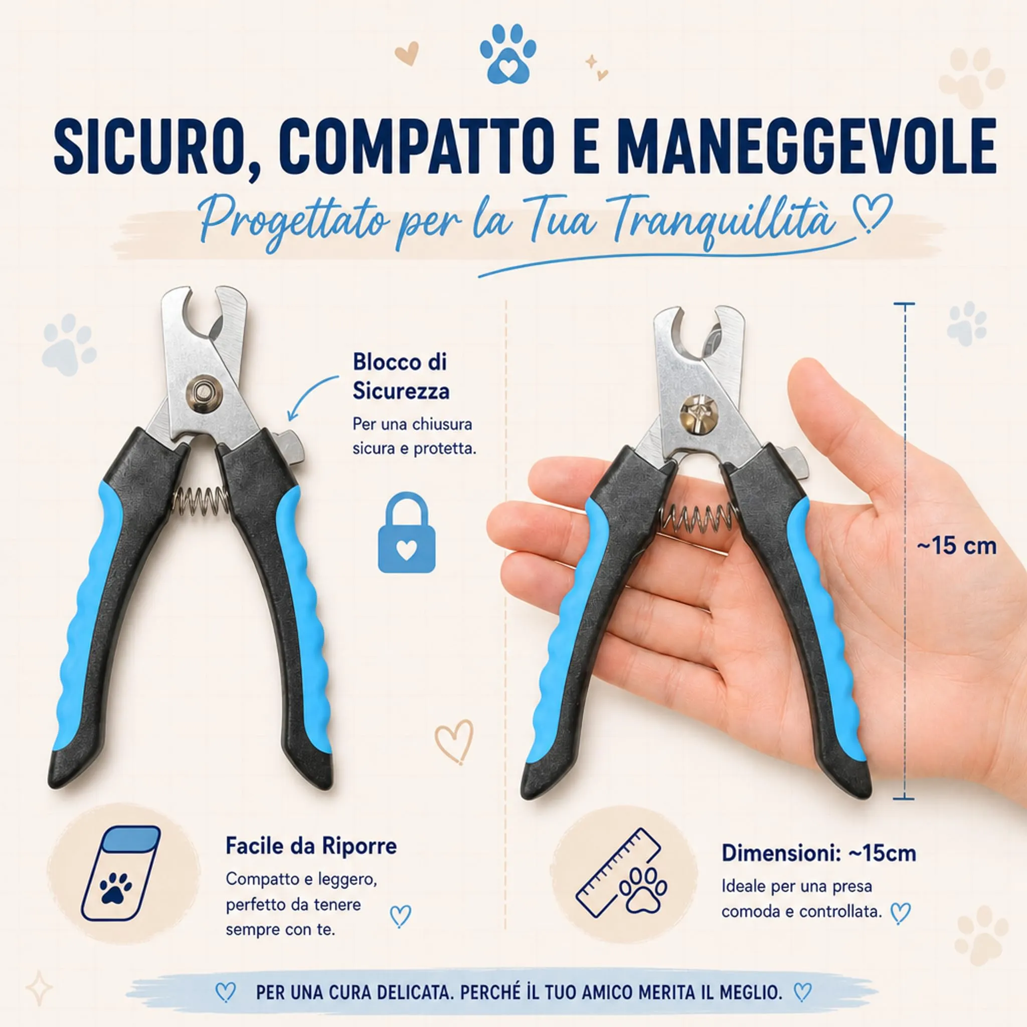 PRISMAL Tagliaunghie per Cani e Gatti in Acciaio Inossidabile con Protezione dal Taglio Eccessivo, Ideale per Taglia Media e Grande - immagine 7