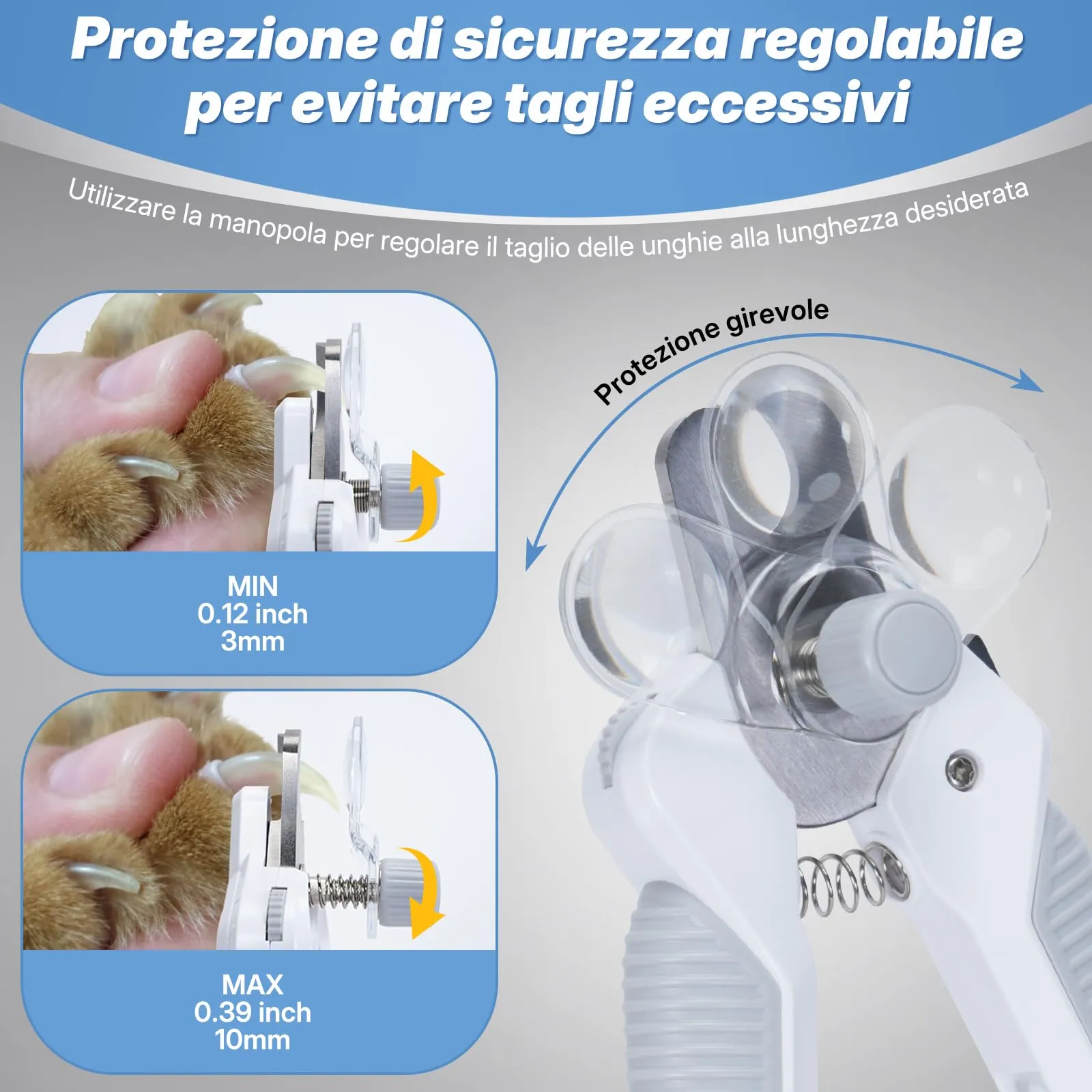 POIIOPY Tagliaunghie per Cani e Gatti di Taglia Media e Grande con 2 Luci LED, RK97 - immagine 3