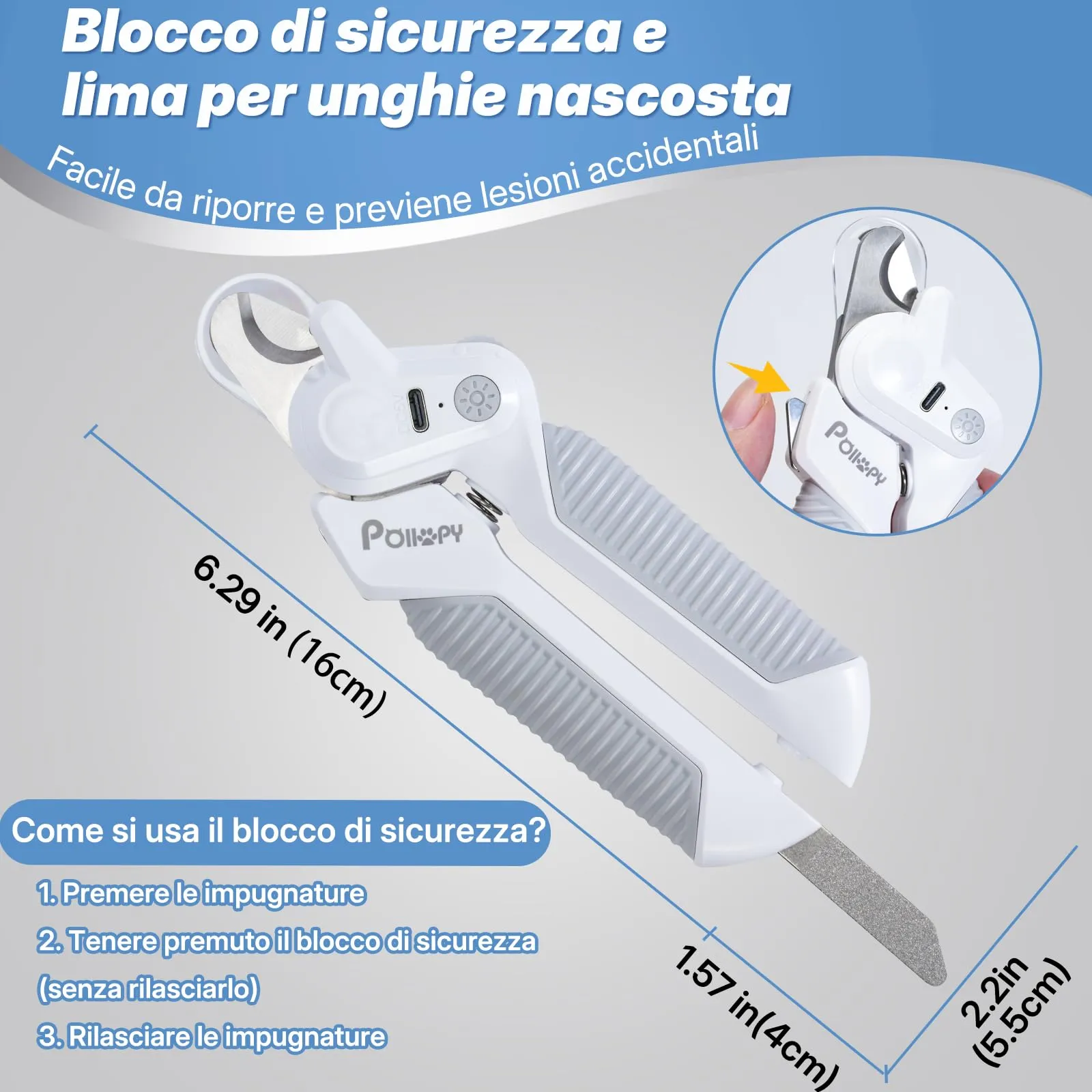 POIIOPY Tagliaunghie per Cani e Gatti di Taglia Media e Grande con 2 Luci LED, RK97 - immagine 6