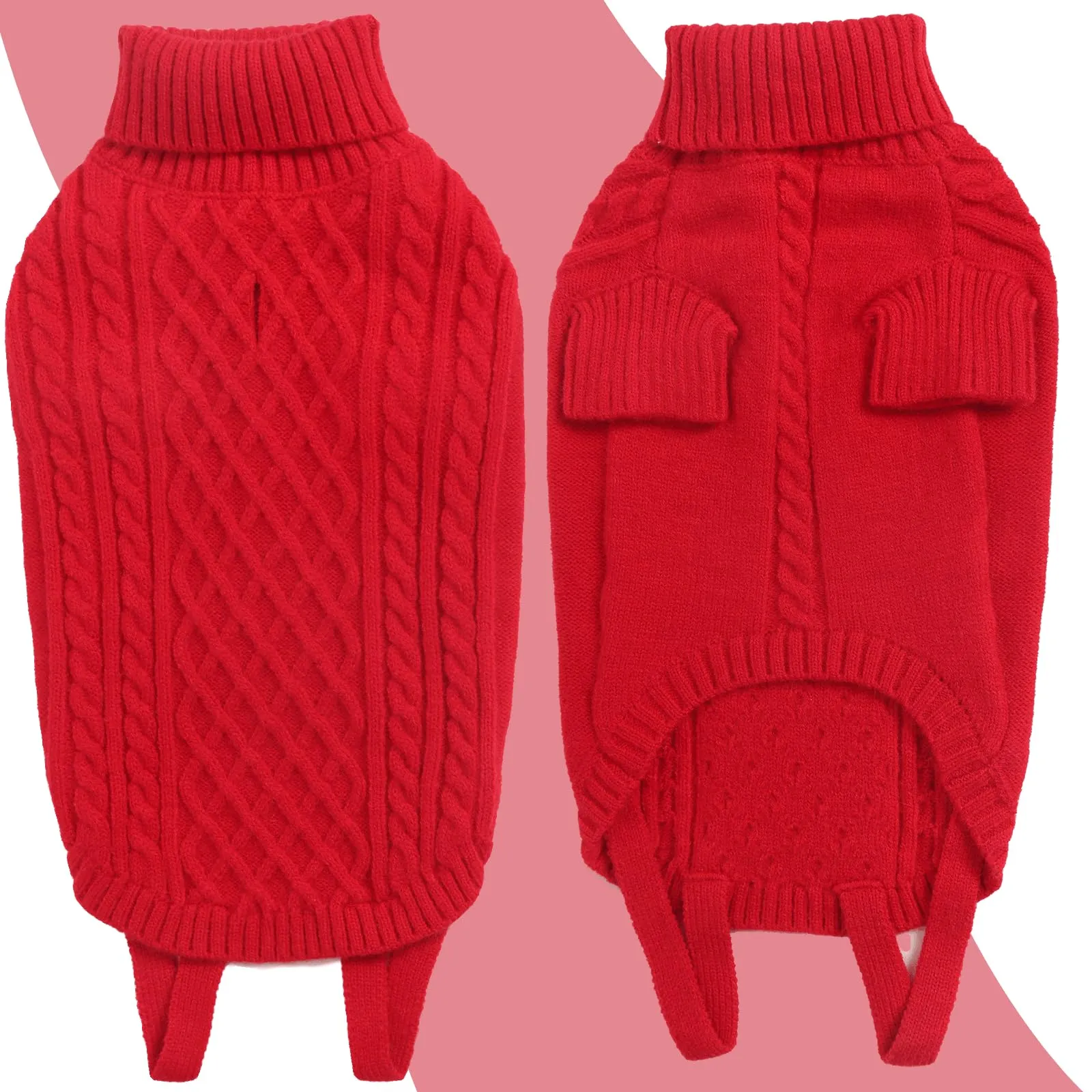 LiebeDD Maglione Cane Invernale Termica Dolcevita Rosso L - immagine 4