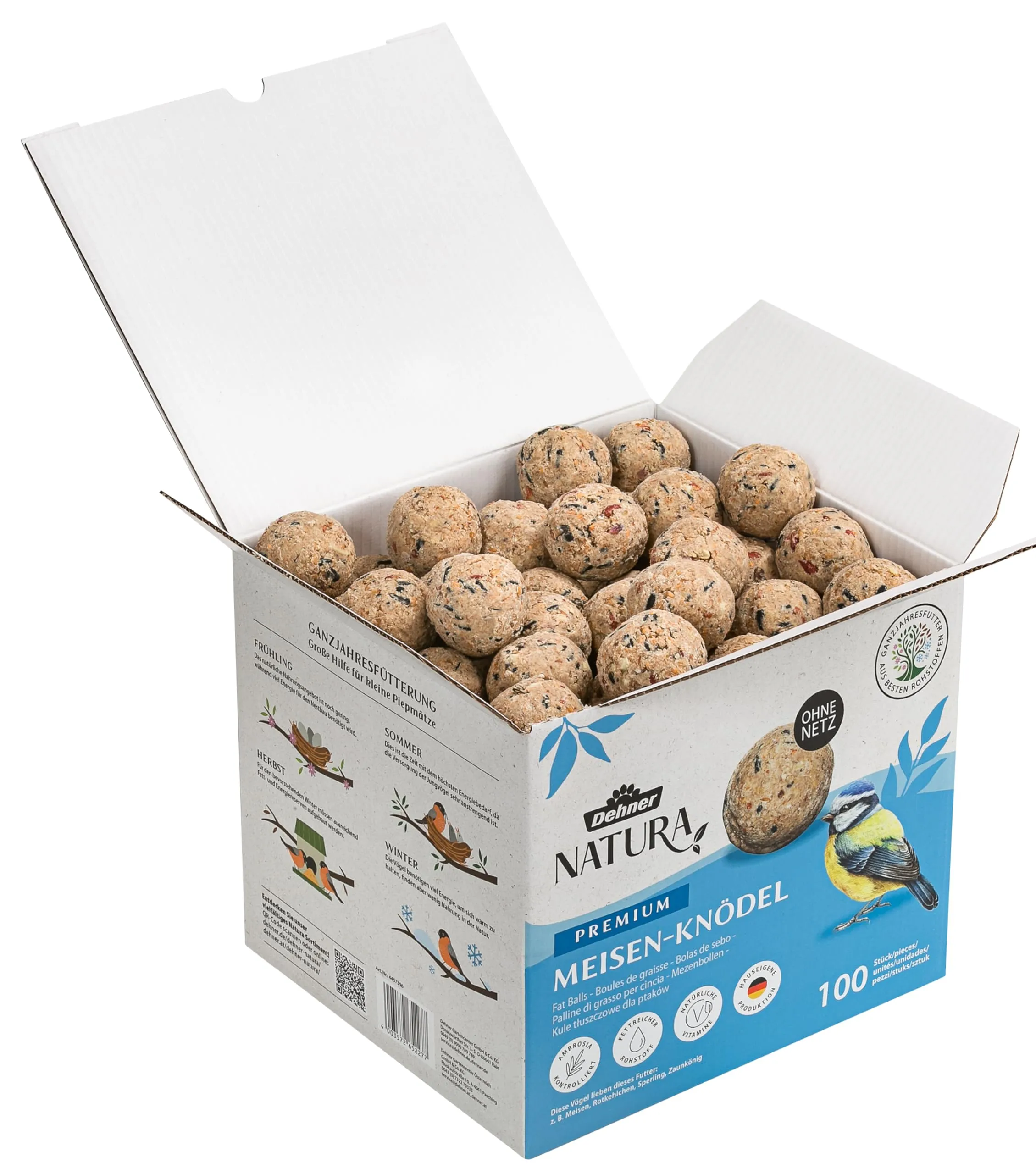 Dehner Natura Premium Palline per Cinciallegre, 100 pezzi da 90 g (9 kg) - immagine 2