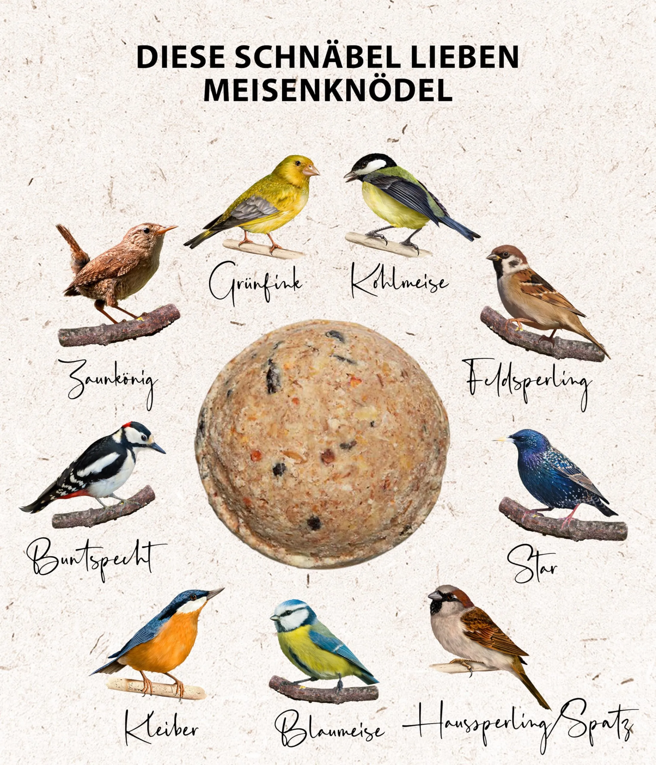 Dehner Natura Premium Palline per Cinciallegre, 100 pezzi da 90 g (9 kg) - immagine 5