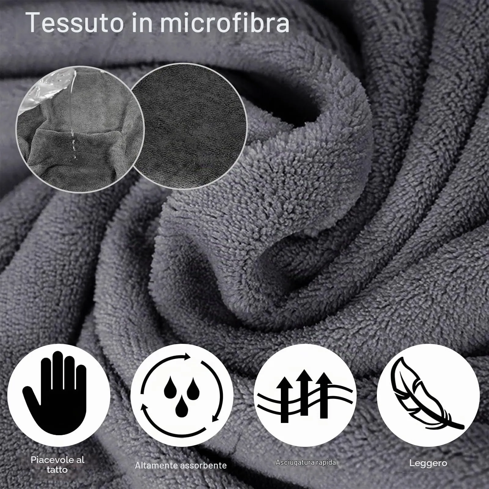 GUHAOOL Accappatoio per Cani in Microfibra, Taglia L, Grigio - immagine 3