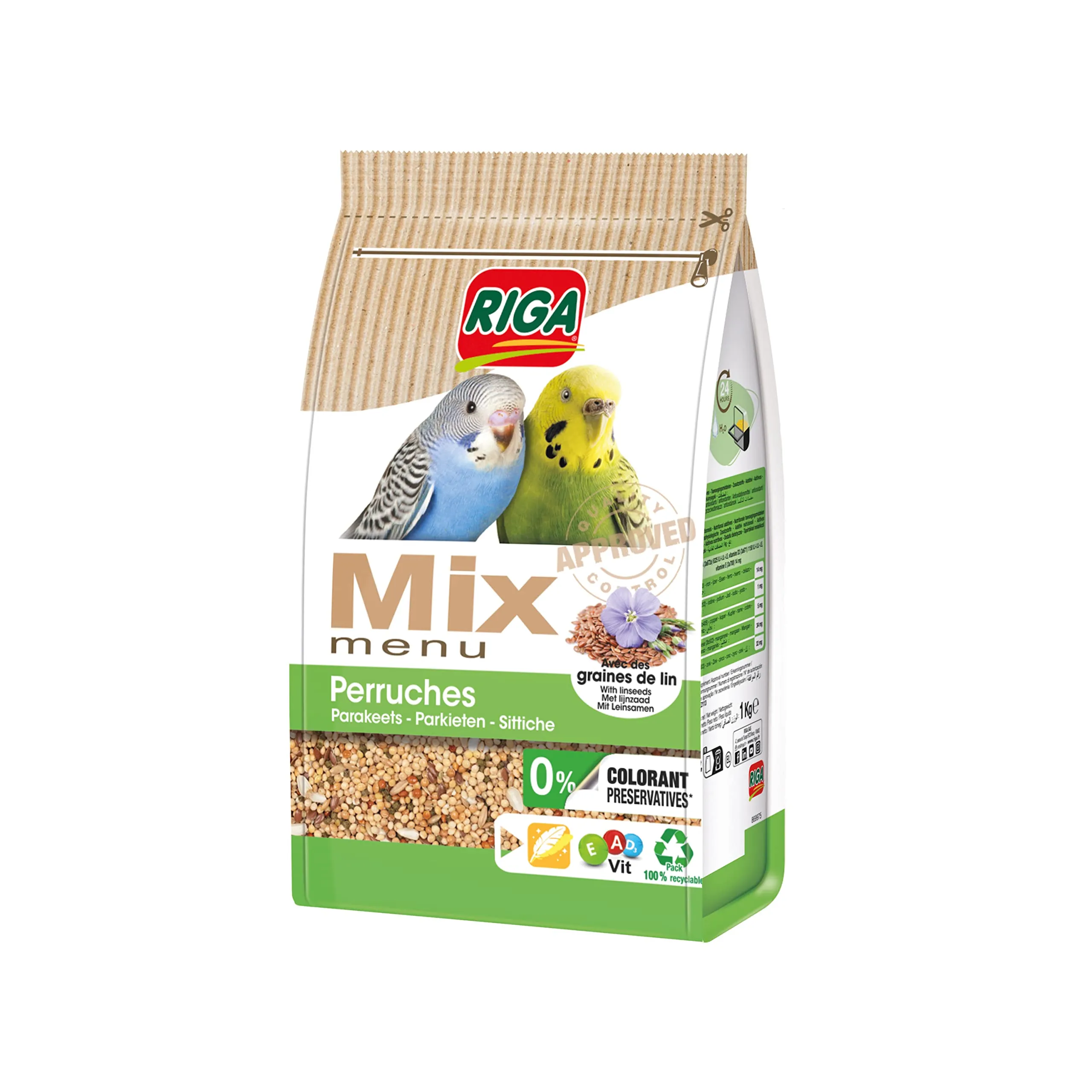 Riga Menu Mix per Parrocchetti Mix Vitamina, Semi e Cereali, 1 kg - immagine 2