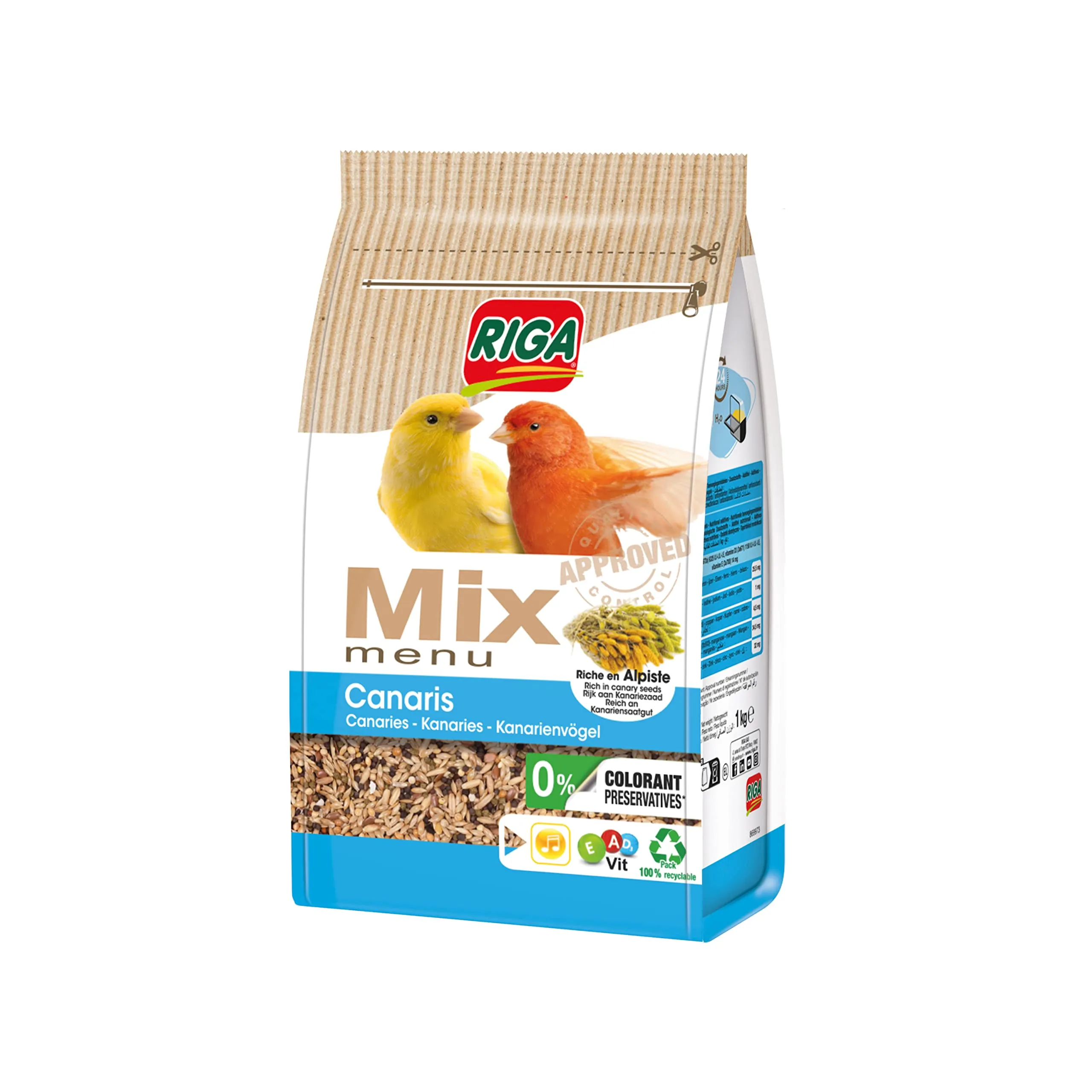 Riga Menu Mix per Canarini, Mix Vitaminato di Semi e Cereali, 1 kg - immagine 1