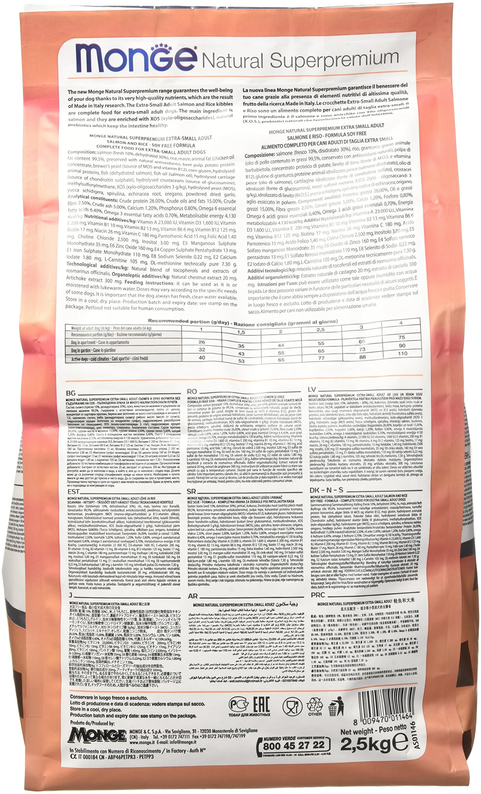 Monge Natural Superpremium Adult Mini Salmon and Rice Dog Food, 2.5 kg - immagine 2