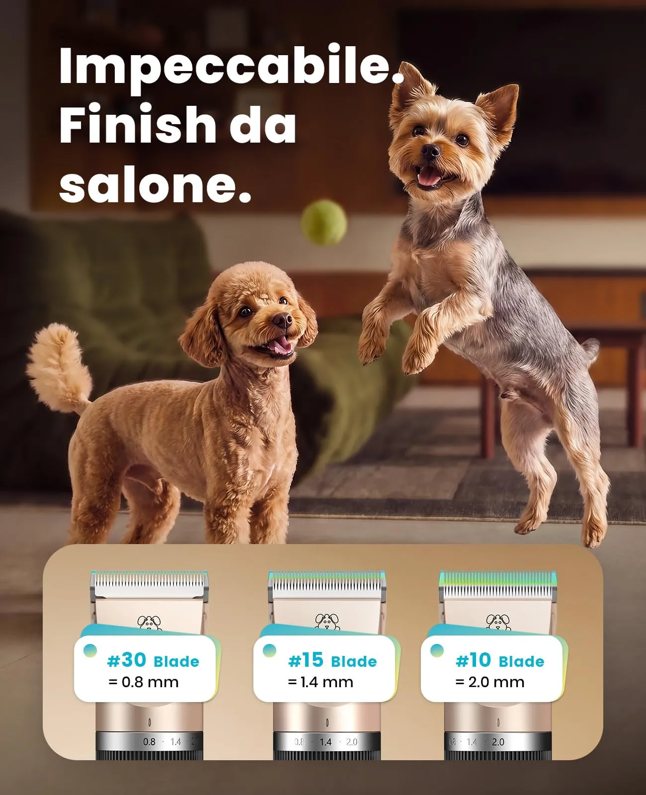 oneisall Tosatrice Silenziosa per Cani e Gatti, 2000 mAh, Oro - immagine 4
