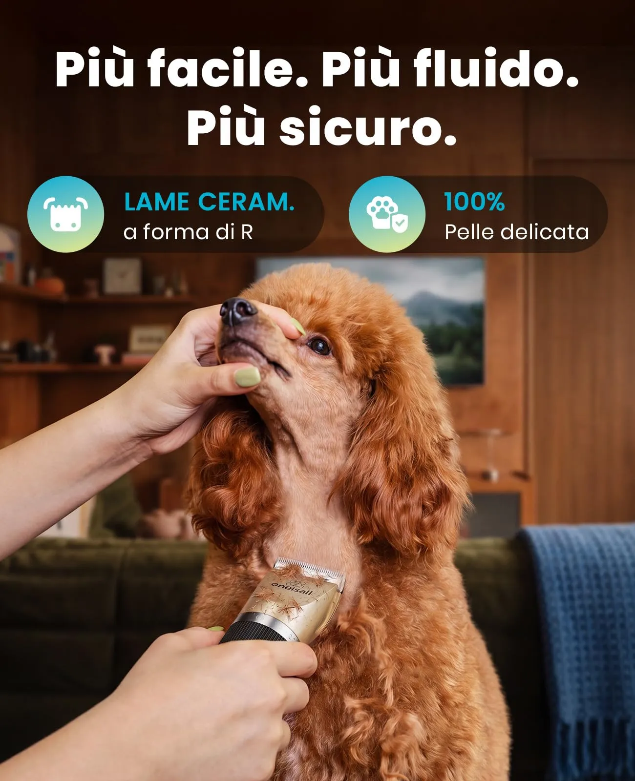 oneisall Tosatrice Silenziosa per Cani e Gatti, 2000 mAh, Oro - immagine 5