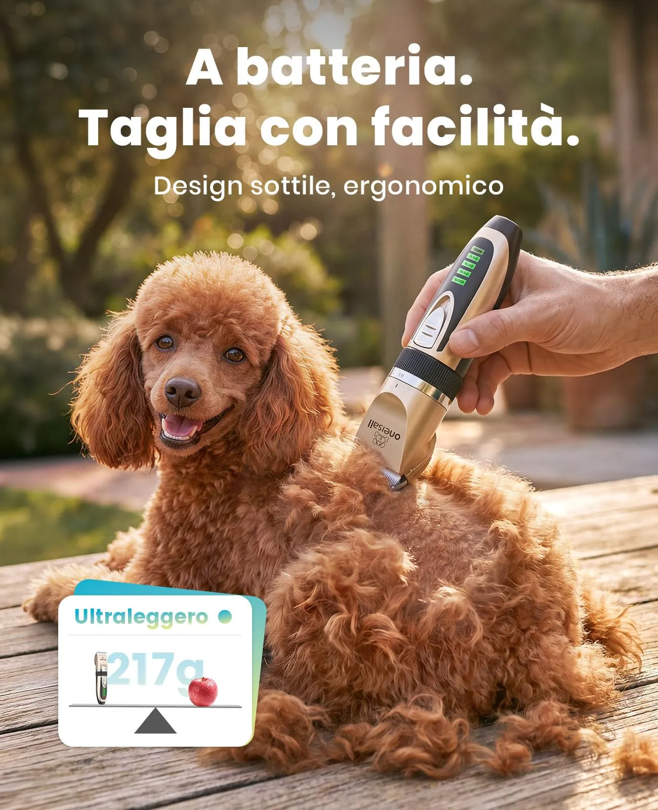 oneisall Tosatrice Silenziosa per Cani e Gatti, 2000 mAh, Oro - immagine 7