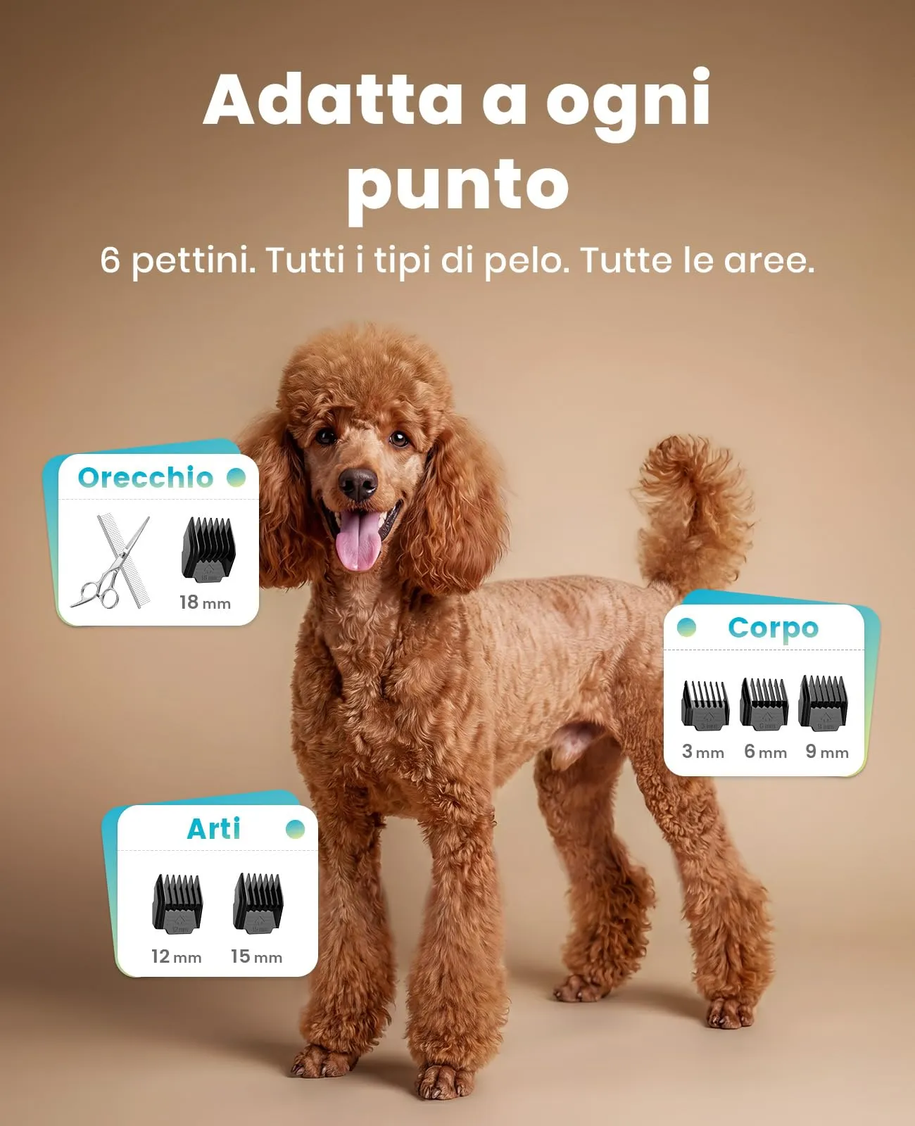 oneisall Tosatrice Silenziosa per Cani e Gatti, 2000 mAh, Oro - immagine 8