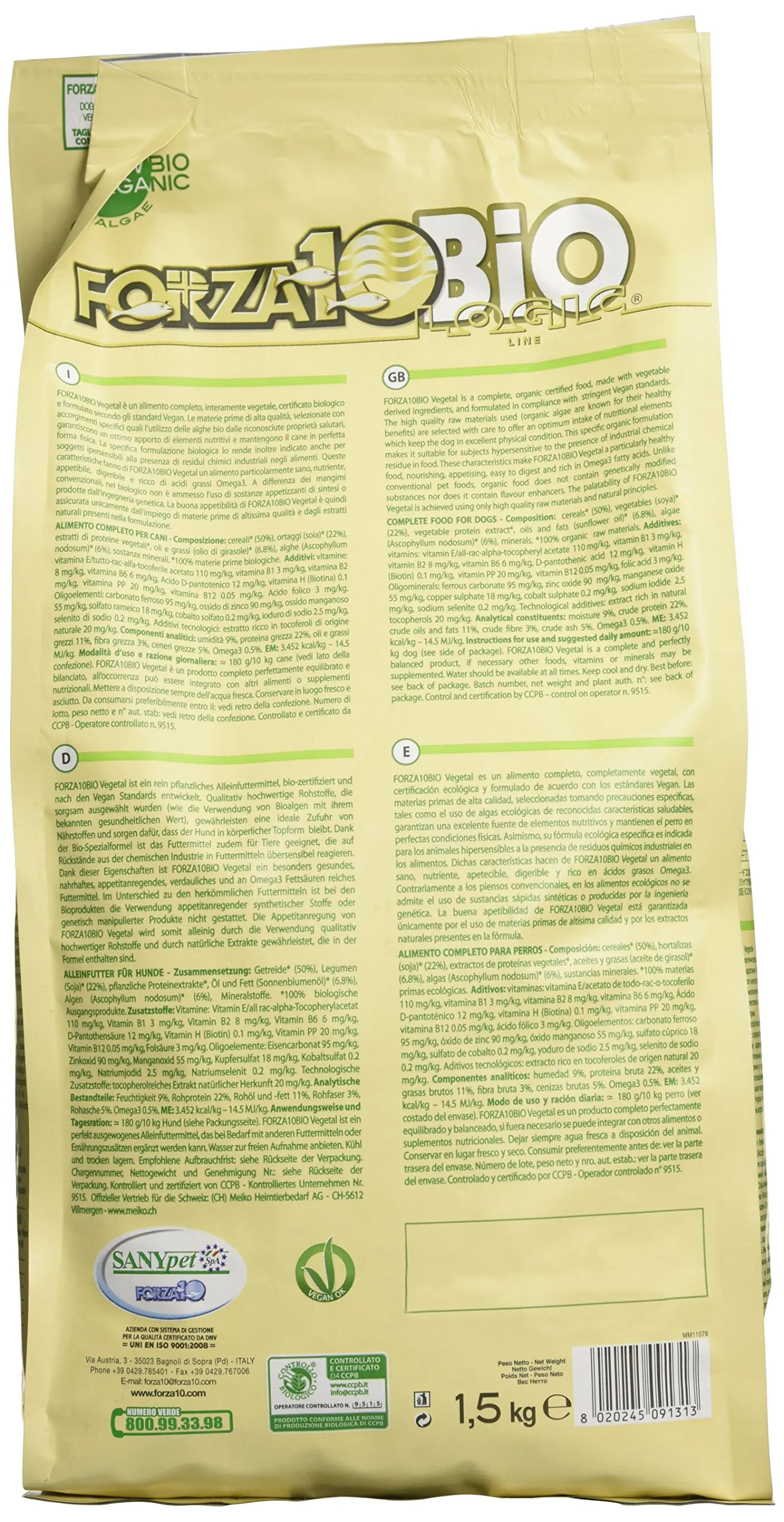 Forza10 Bio Crocchette Vegetali con Alghe per Cani di Tutte le Taglie, 1.5kg - immagine 2
