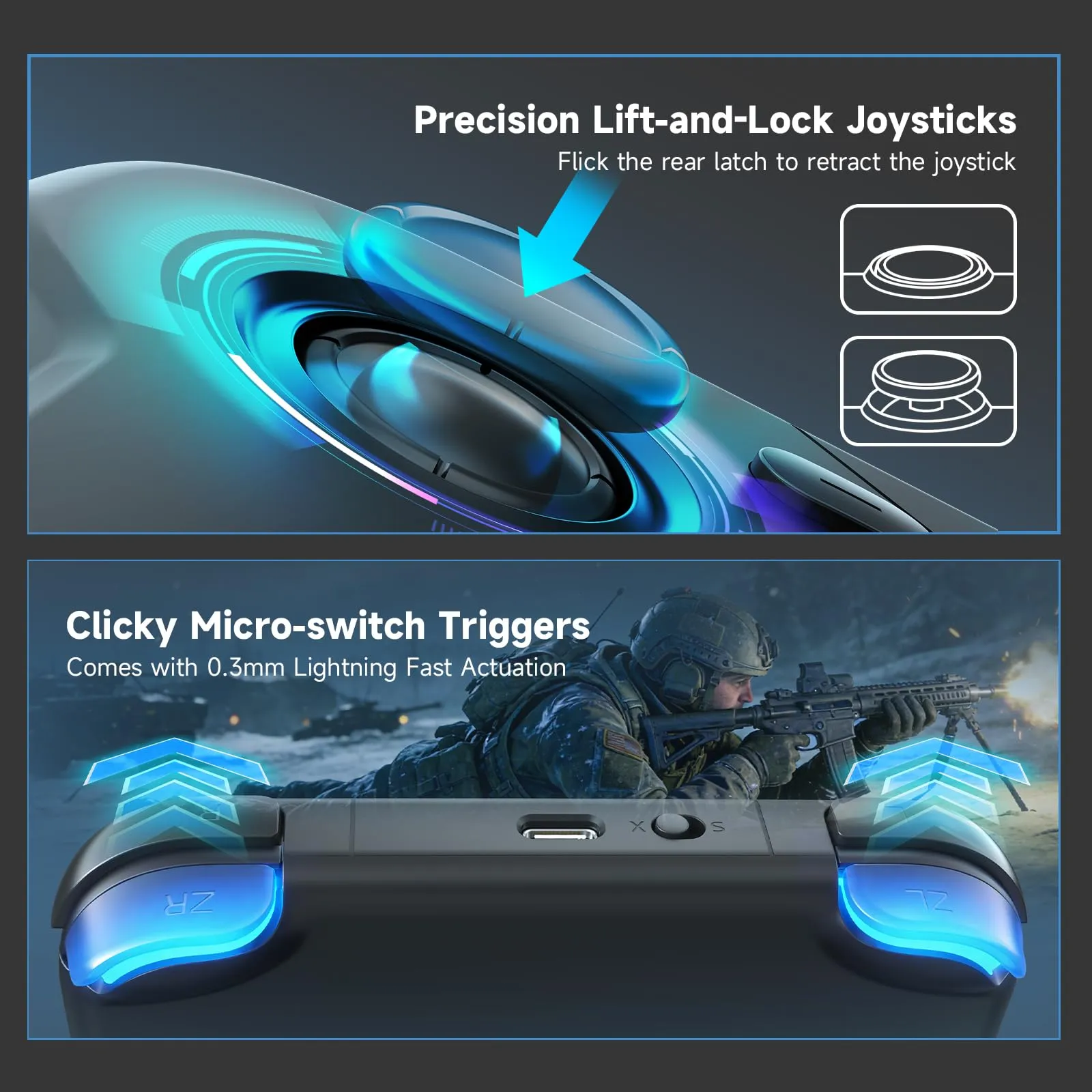 AceGamer Pocket Controller Wireless for Switch 2, Switch, PC, iOS, Android - Mini Gamepad with Turbo and 6-Axis Gyroscope (Black) - immagine 2