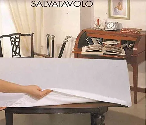 Corredocasa Copritavolo Sotto Tovaglia Mollettone in Feltro con Elastico, Bianco, Quadrato 140x140 - immagine 1