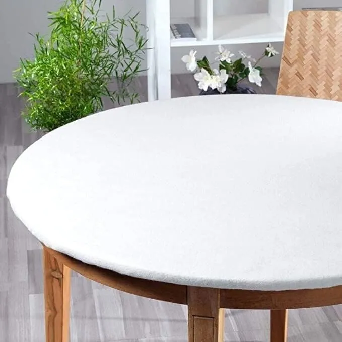 Corredocasa Copritavolo Sotto Tovaglia Mollettone in Feltro con Elastico, Bianco, Quadrato 140x140 - immagine 3