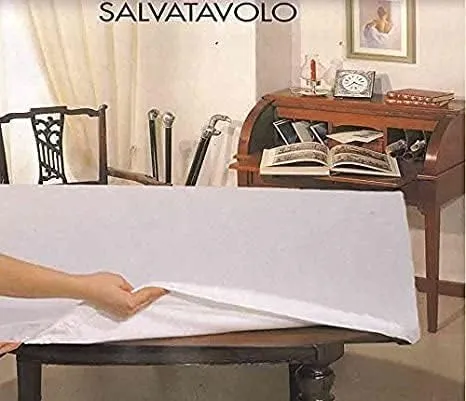 Corredocasa Copritavolo Sotto Tovaglia Mollettone in Feltro con Elastico, Bianco, Quadrato 140x140 - immagine 4