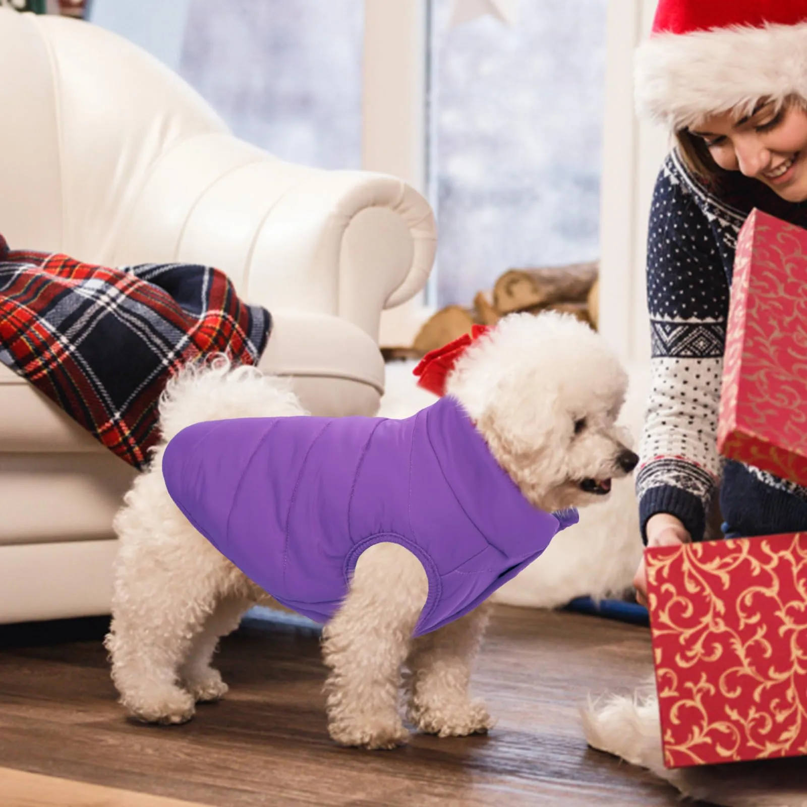 ASENKU Cappotto Invernale per Cani, Giacca Imbottita in Pile, Viola, XXXL - immagine 6