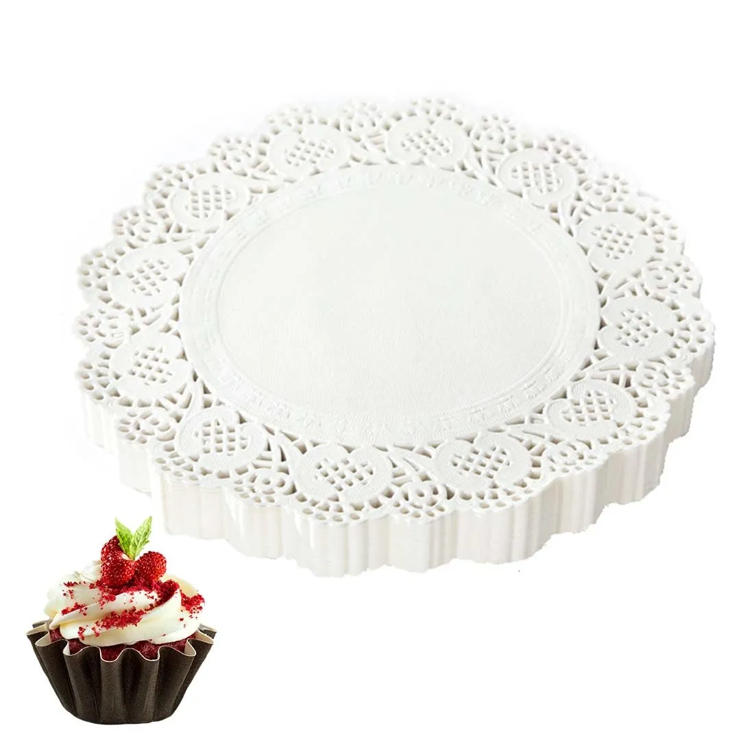 UYVPAER Centrini in Carta Pizzo Rotondi per Dessert e Decorazione Tavola, 100 Pezzi, 16.5 cm - immagine 1