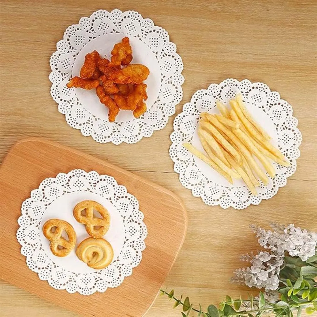 UYVPAER Centrini in Carta Pizzo Rotondi per Dessert e Decorazione Tavola, 100 Pezzi, 16.5 cm - immagine 6