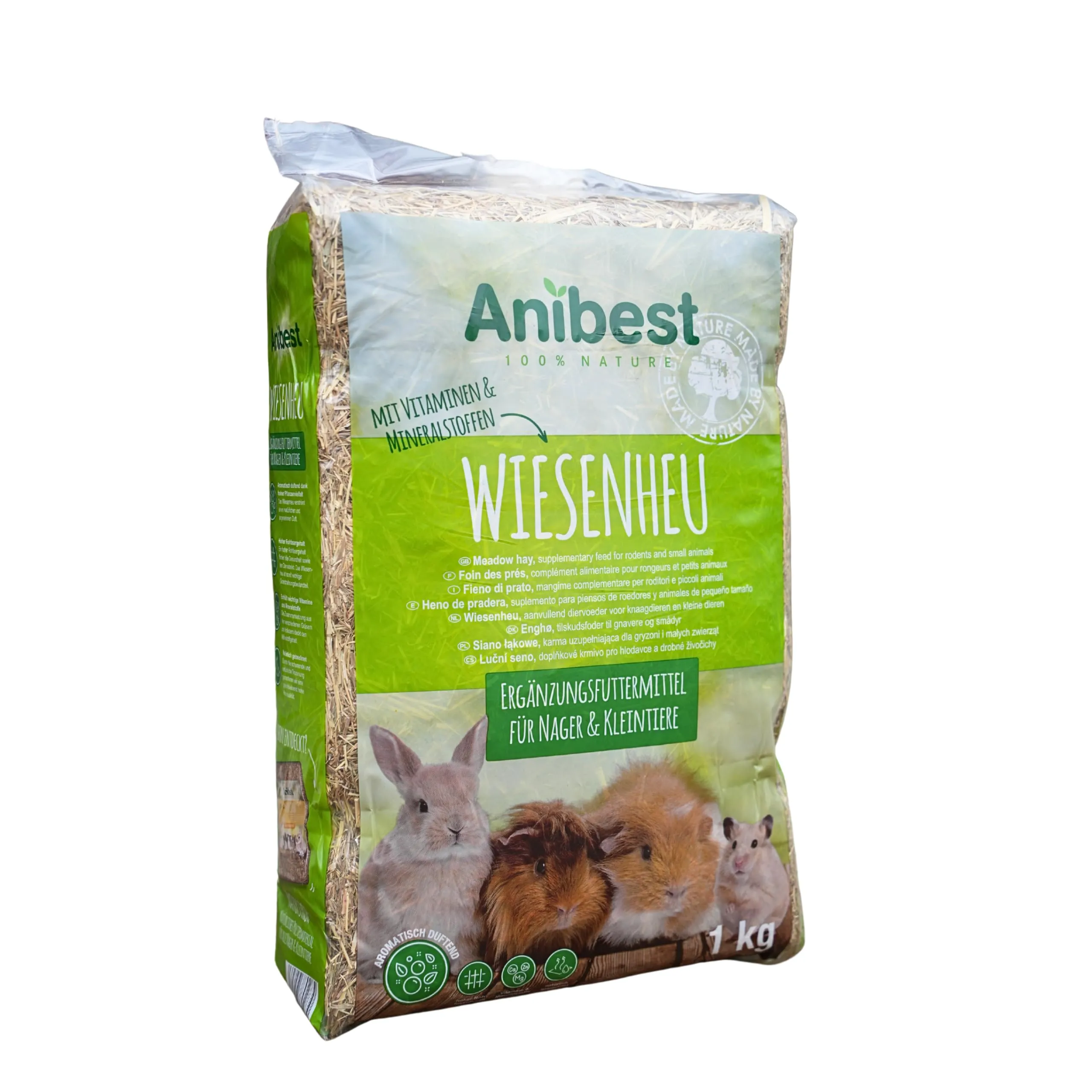 Anibest Fieno di Prato Naturale per Conigli, Criceti e Cavie, 1 kg - immagine 2