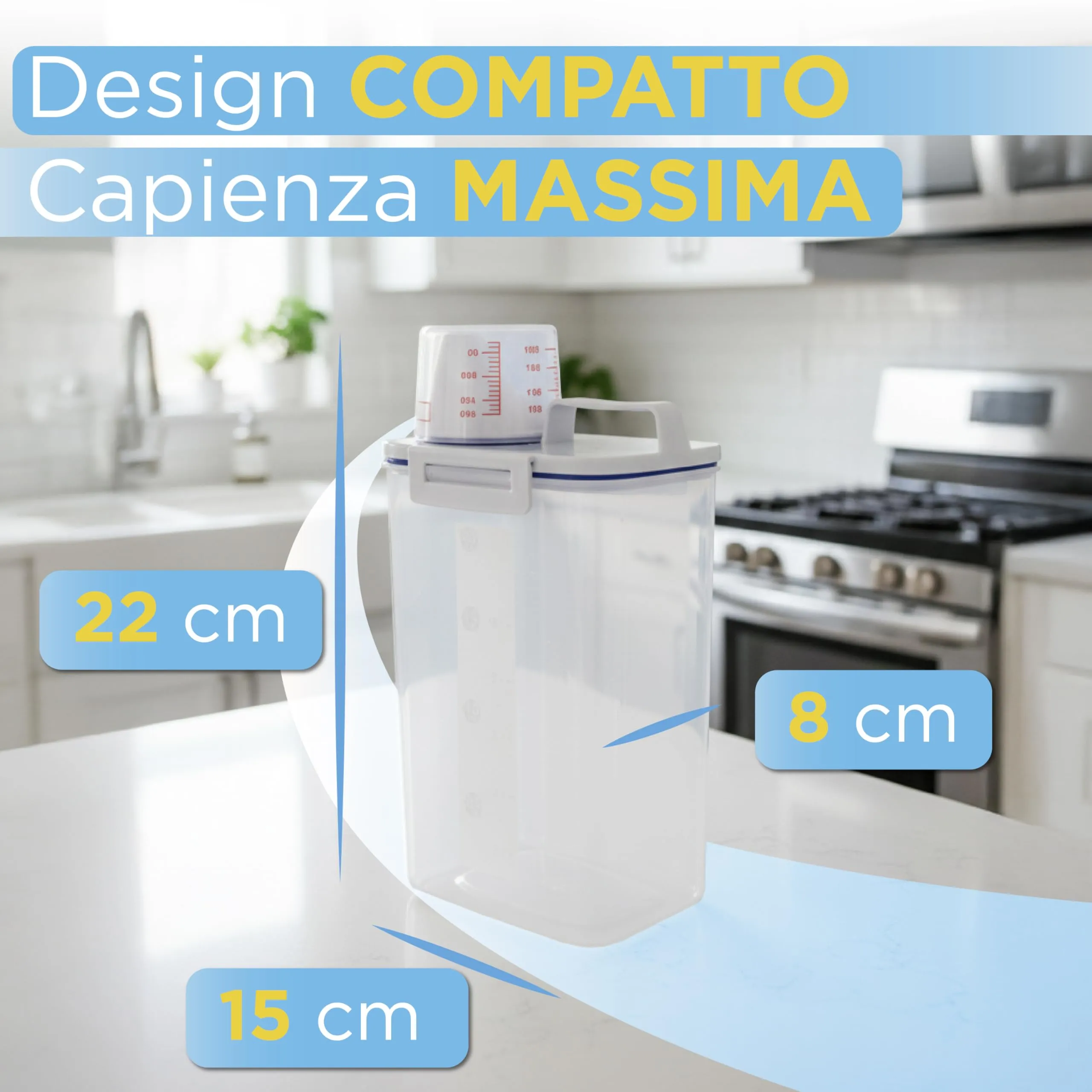 Generico Contenitore Crocchette per Gatti e Cani Ermetico con Coperchio e Bicchiere Dosatore - immagine 6