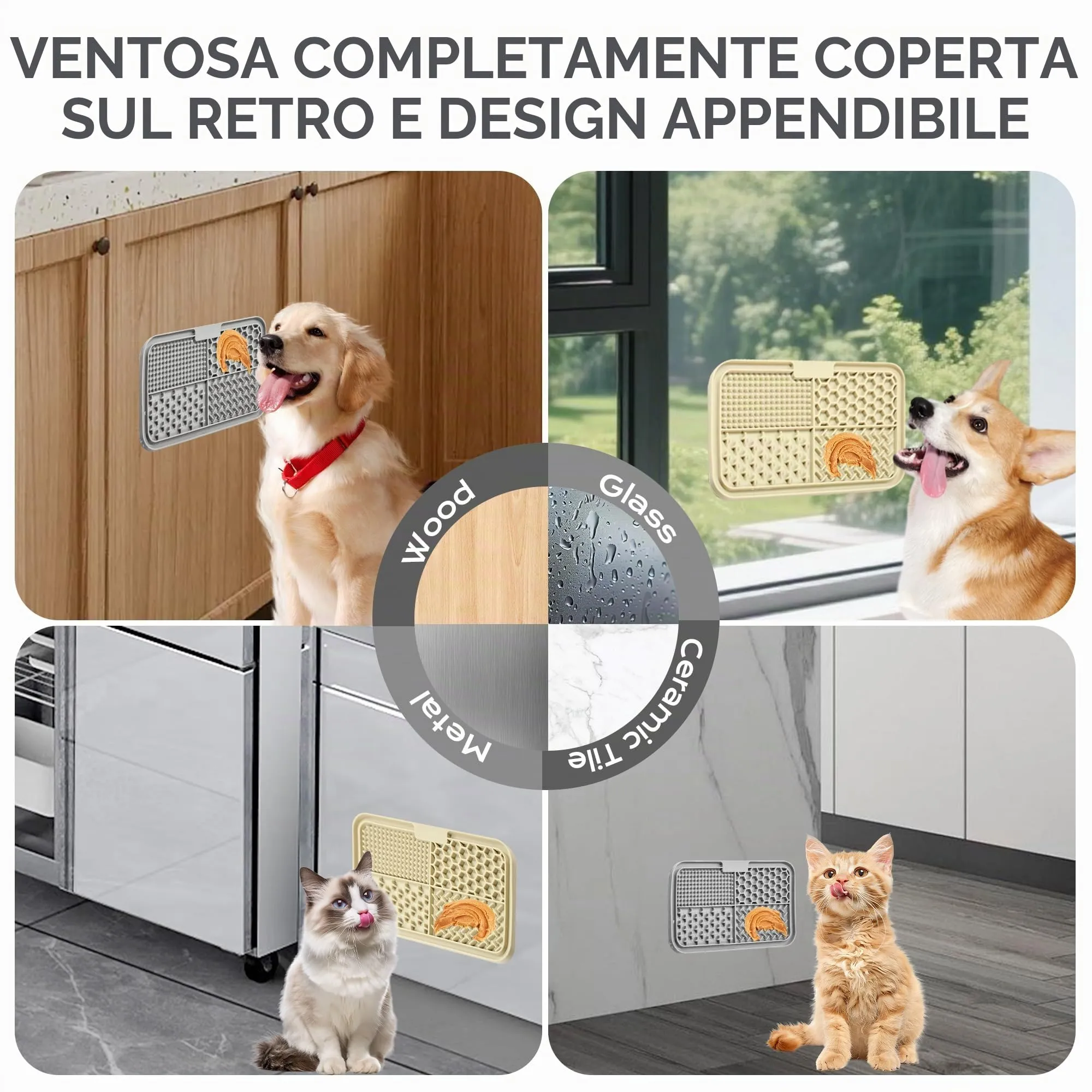 BASVII Tappetino Leccare per Cani e Gatti con Ventose, 25x15 cm, 2 Pezzi - immagine 6