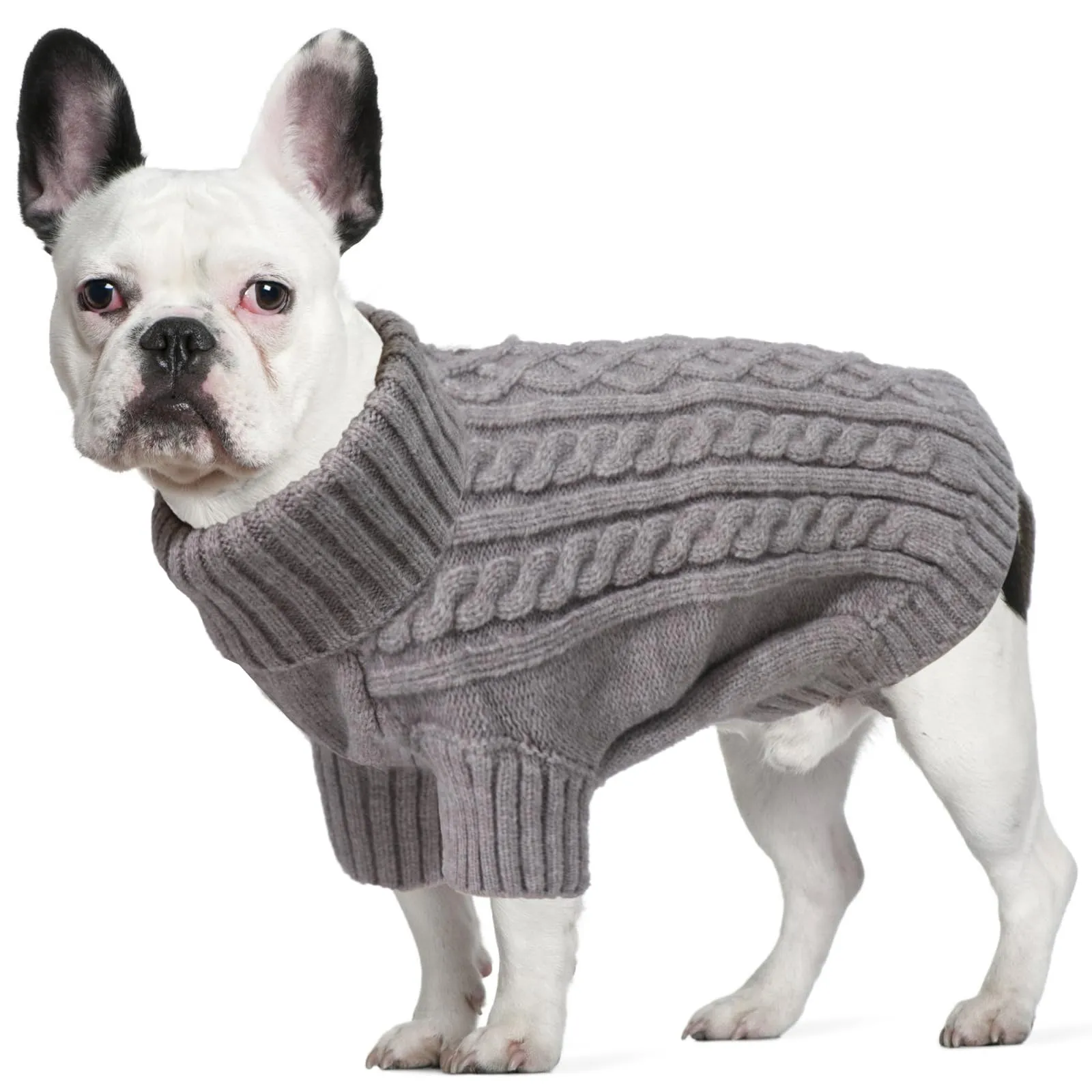LiebeDD Maglione Cane Invernale Termico Dolcevita in Pile, Grigio M - immagine 1