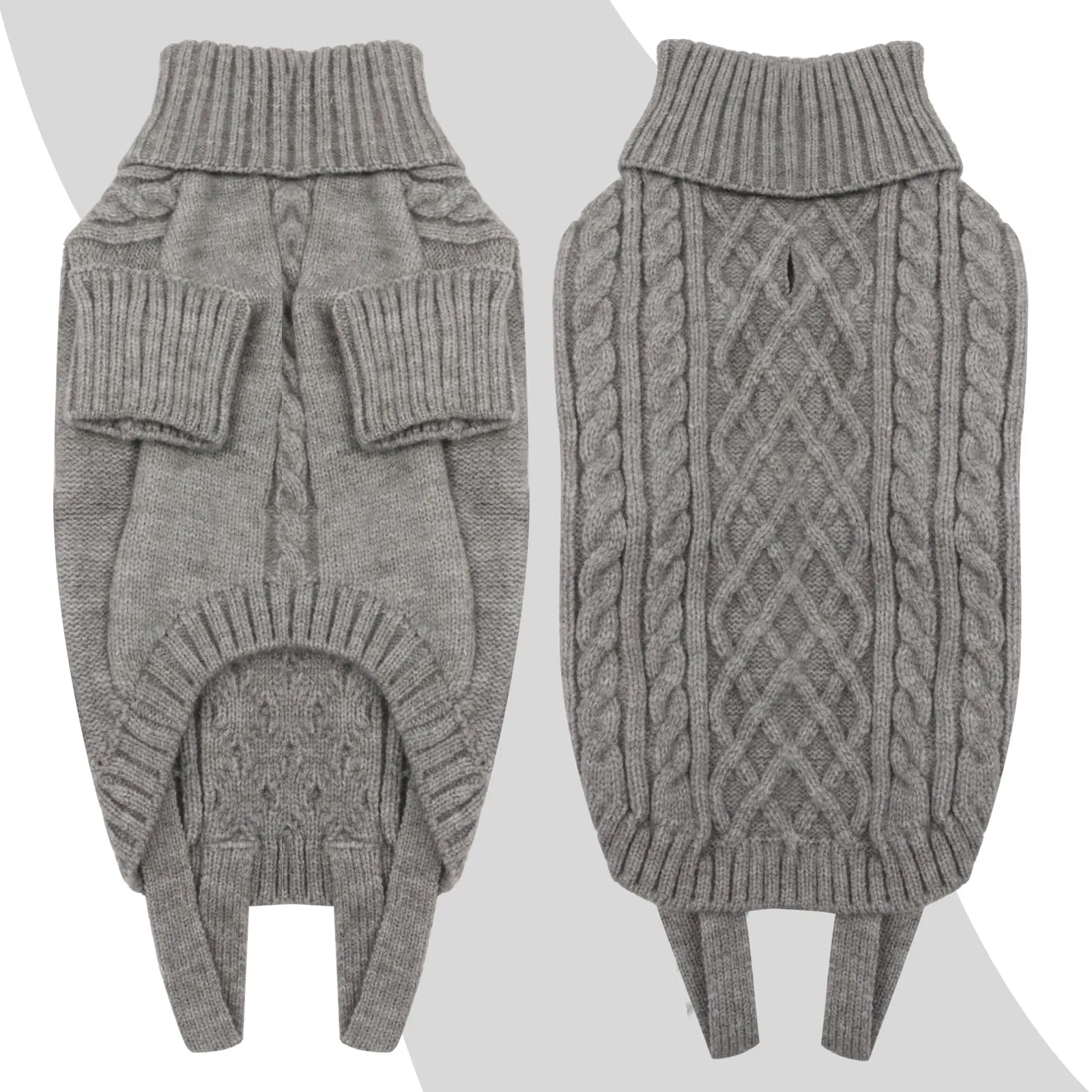 LiebeDD Maglione Cane Invernale Termico Dolcevita in Pile, Grigio M - immagine 4