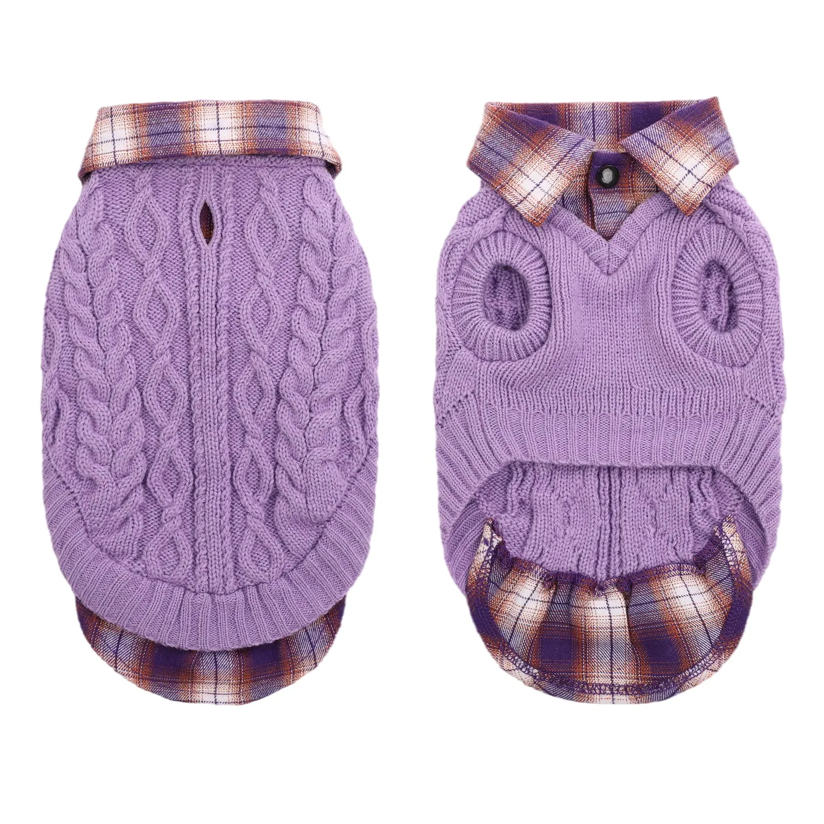 CITÉTOILE Maglione Invernale per Cani a Quadri, Viola, XS - immagine 1