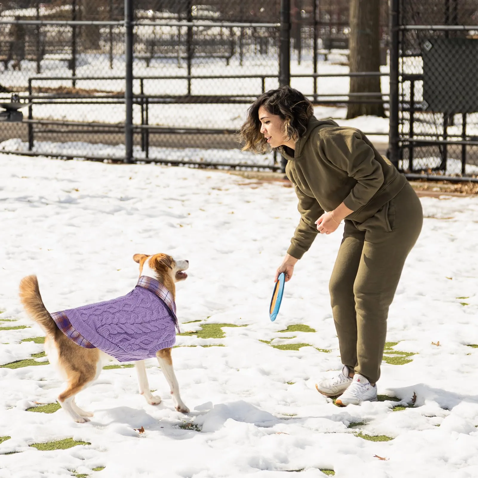 CITÉTOILE Maglione Invernale per Cani a Quadri, Viola, M - immagine 7