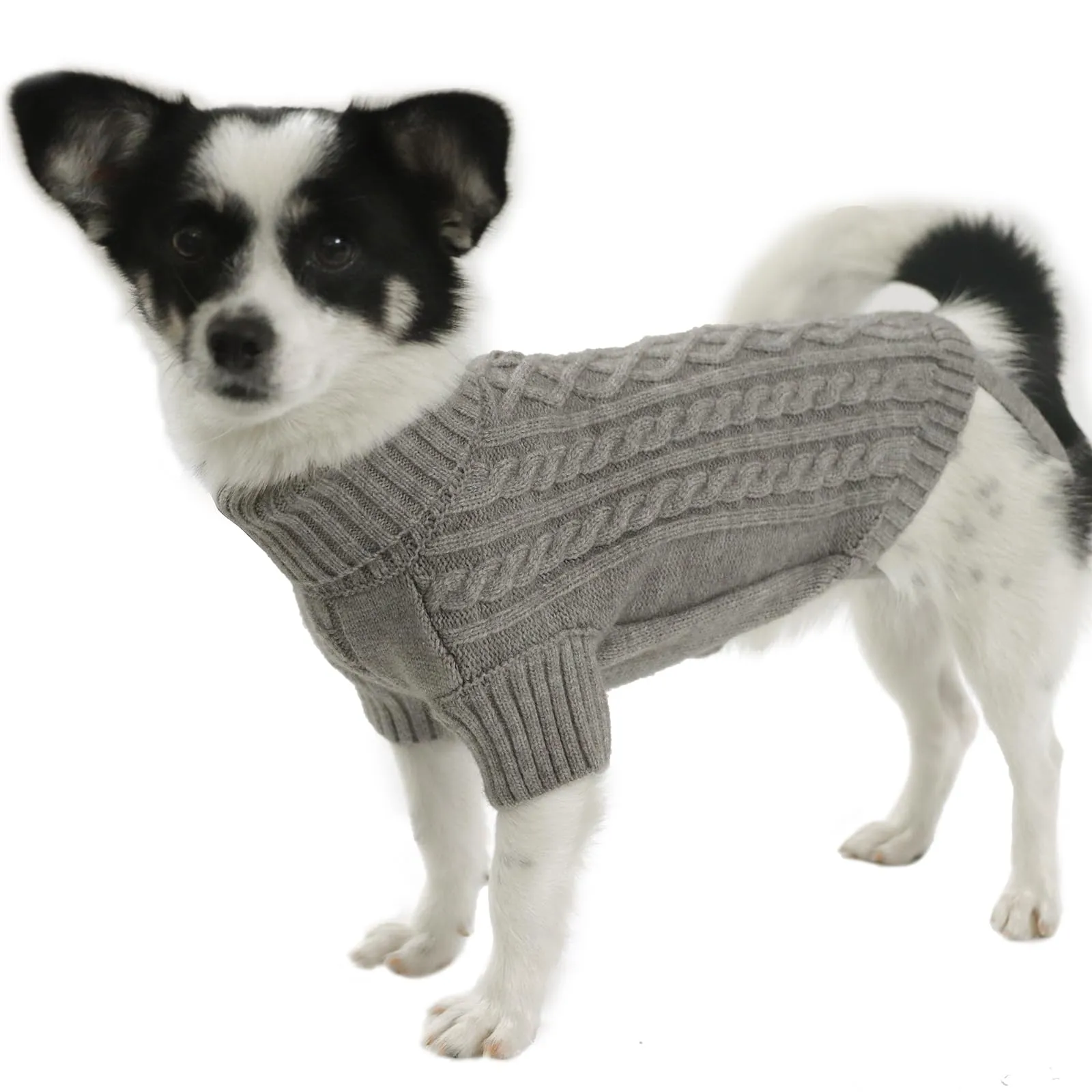 LiebeDD Maglione Cane Invernale Termica Dolcevita, Grigio S - immagine 1