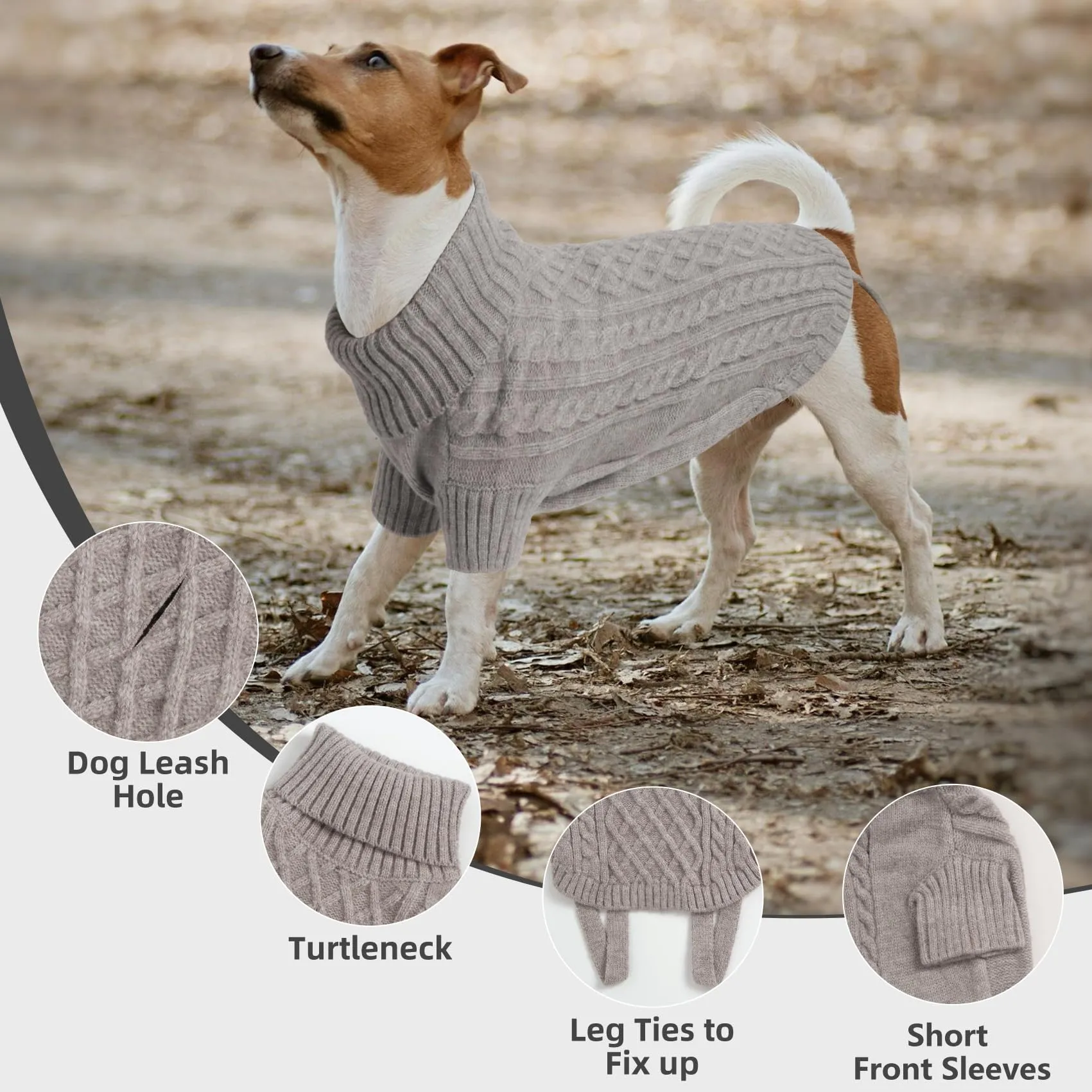 LiebeDD Maglione Cane Invernale Termica Dolcevita, Grigio S - immagine 5