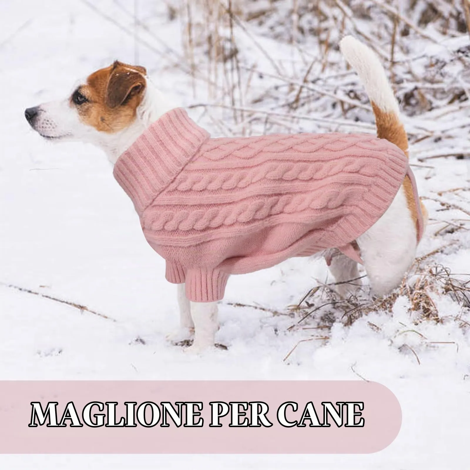 LiebeDD Maglione Cane Invernale Dolcevita in Pile, Rosa XXL - immagine 6