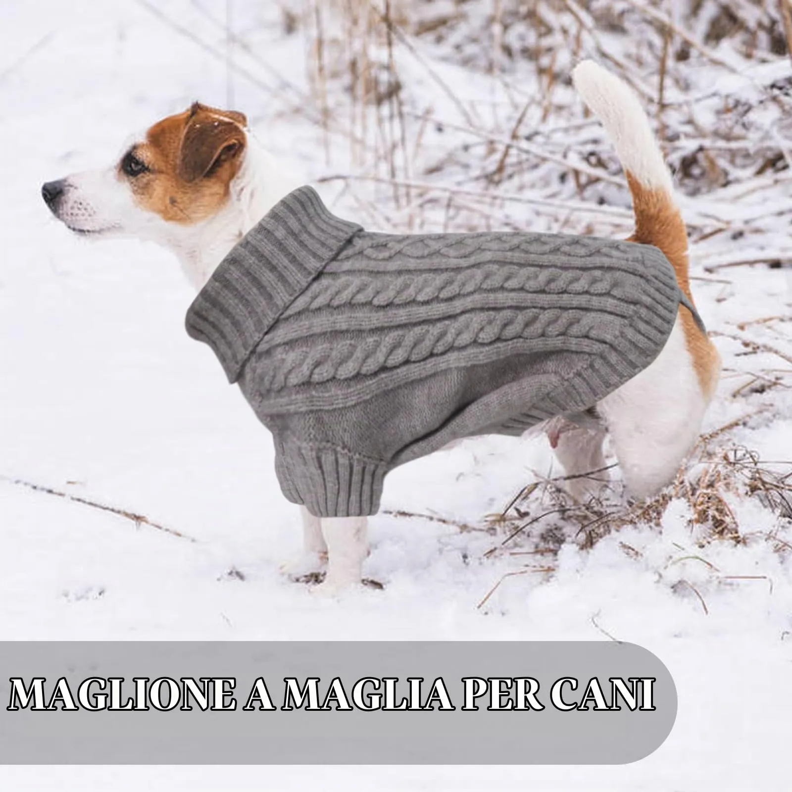 LiebeDD Maglione Cane Invernale Dolcevita in Pile, Grigio XXL - immagine 6