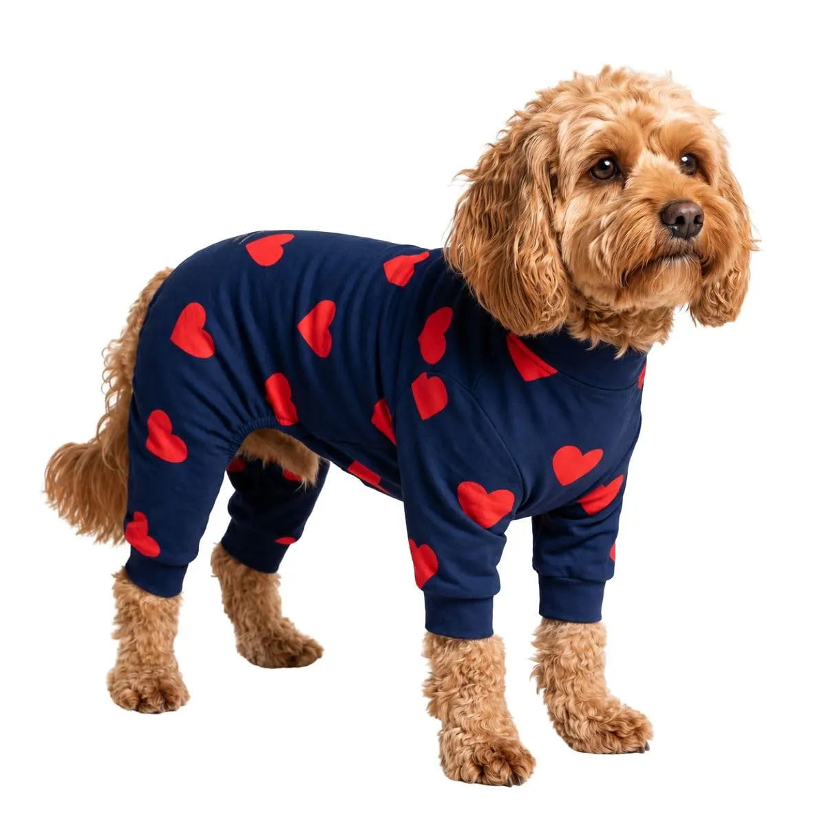 Spark Paws Pigiama per cani, tuta da recupero in tessuto elasticizzato, Cuori, M - immagine 1