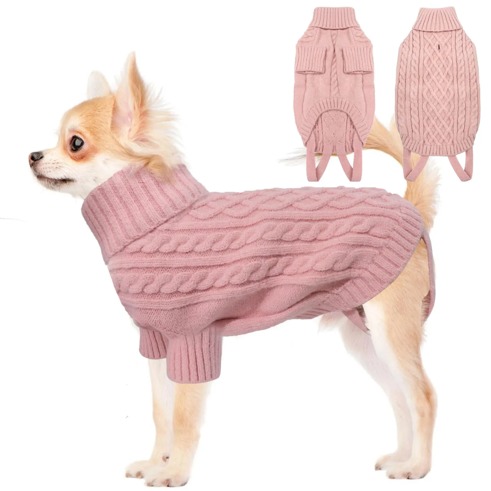 LiebeDD Maglioncino Termico per Cani, Dolcevita in Maglia per Cani di Taglia Piccola, Rosa S - immagine 1
