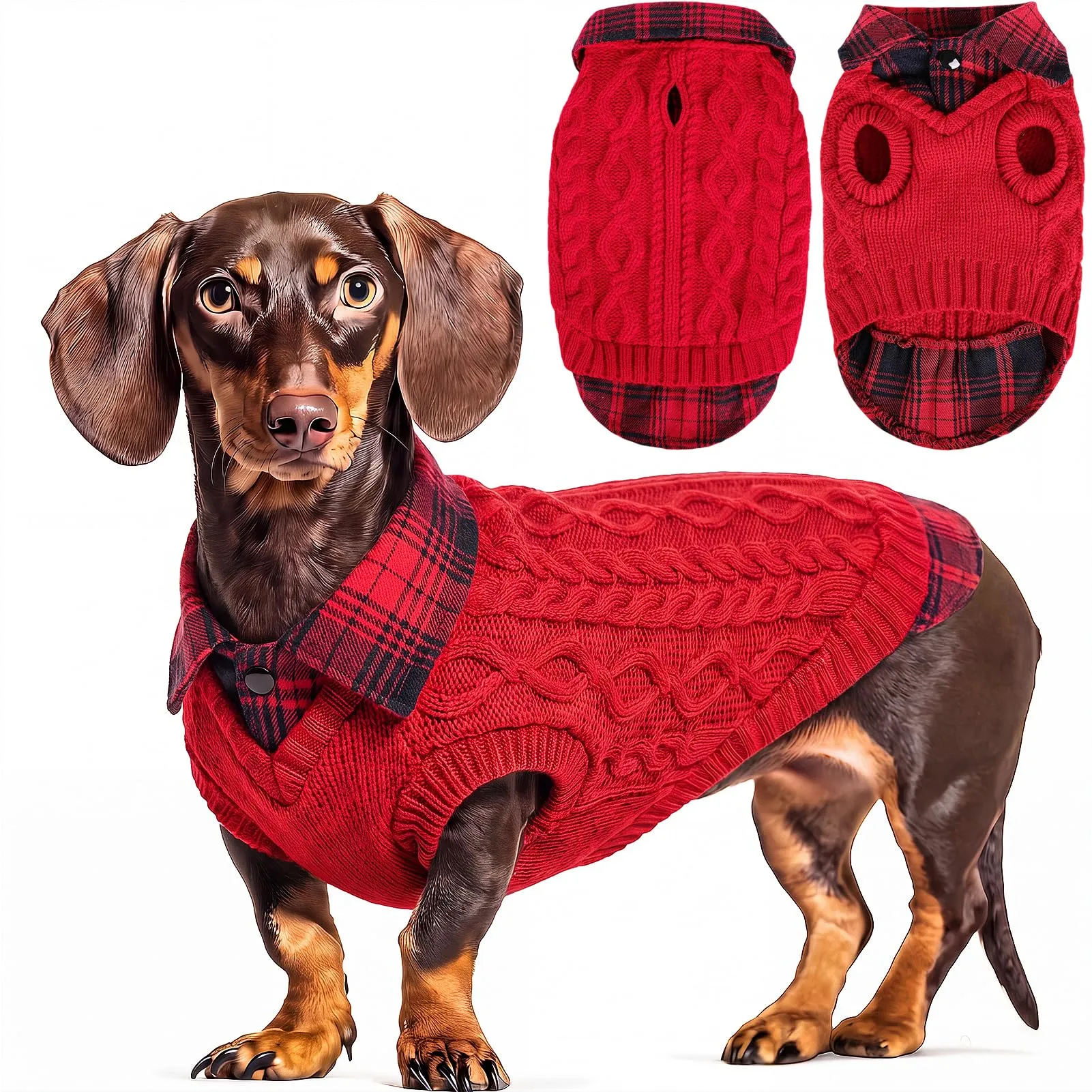 CITÉTOILE Maglione Invernale per Cani Rosso M - immagine 1
