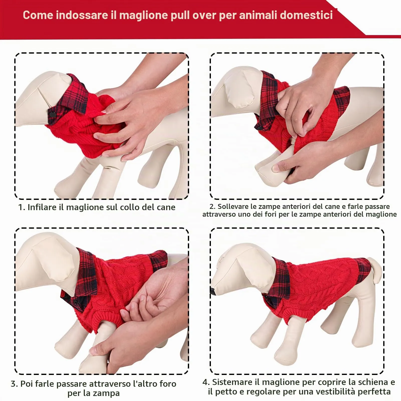 CITÉTOILE Maglione Invernale per Cani Rosso M - immagine 7