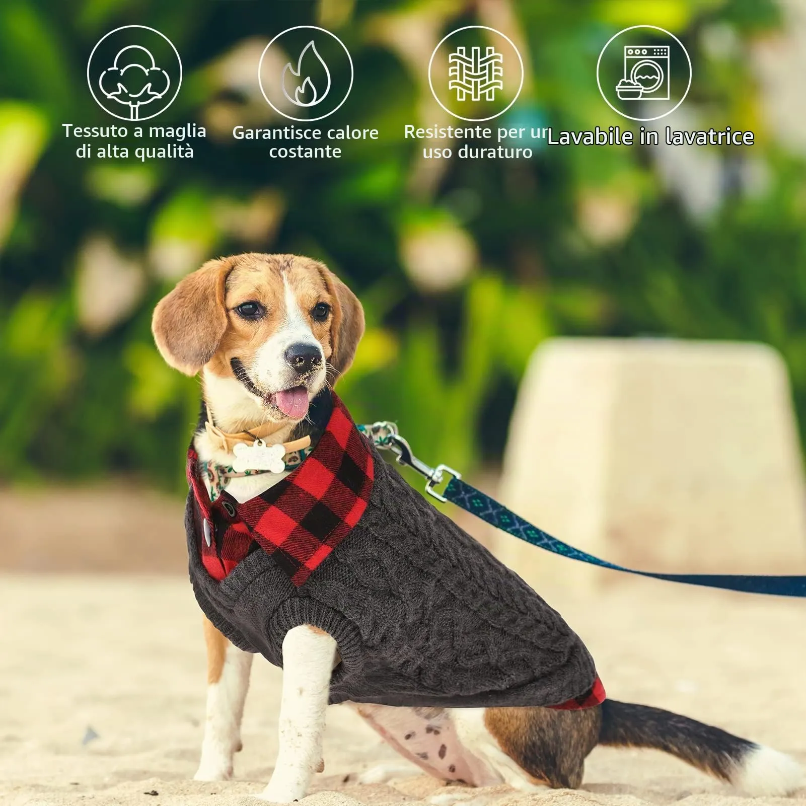 CITÉTOILE Maglione Invernale per Cani a Quadri, Grigio, S - immagine 5