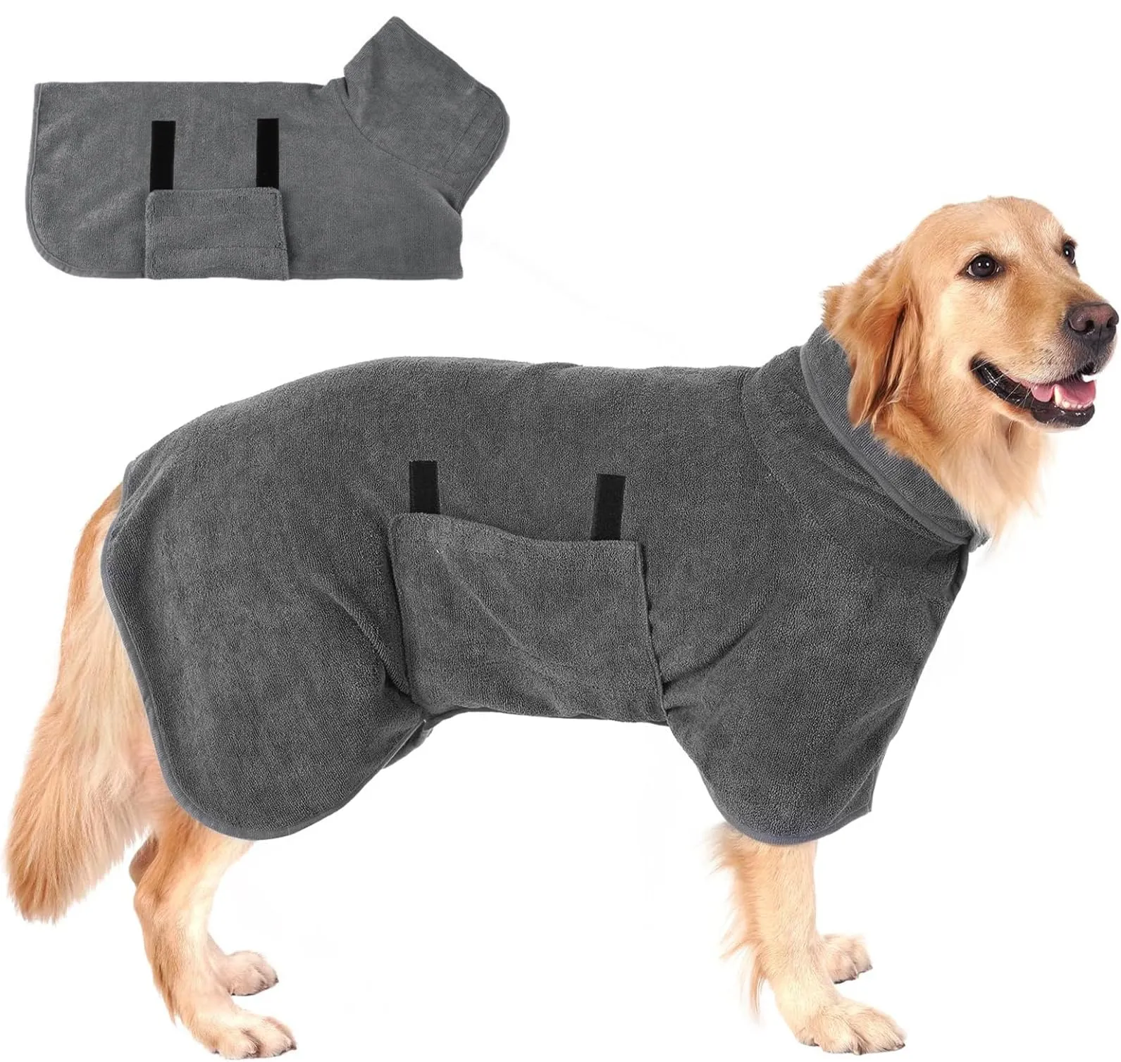 GUHAOOL Accappatoio per Cani in Microfibra, XL, Grigio - immagine 1