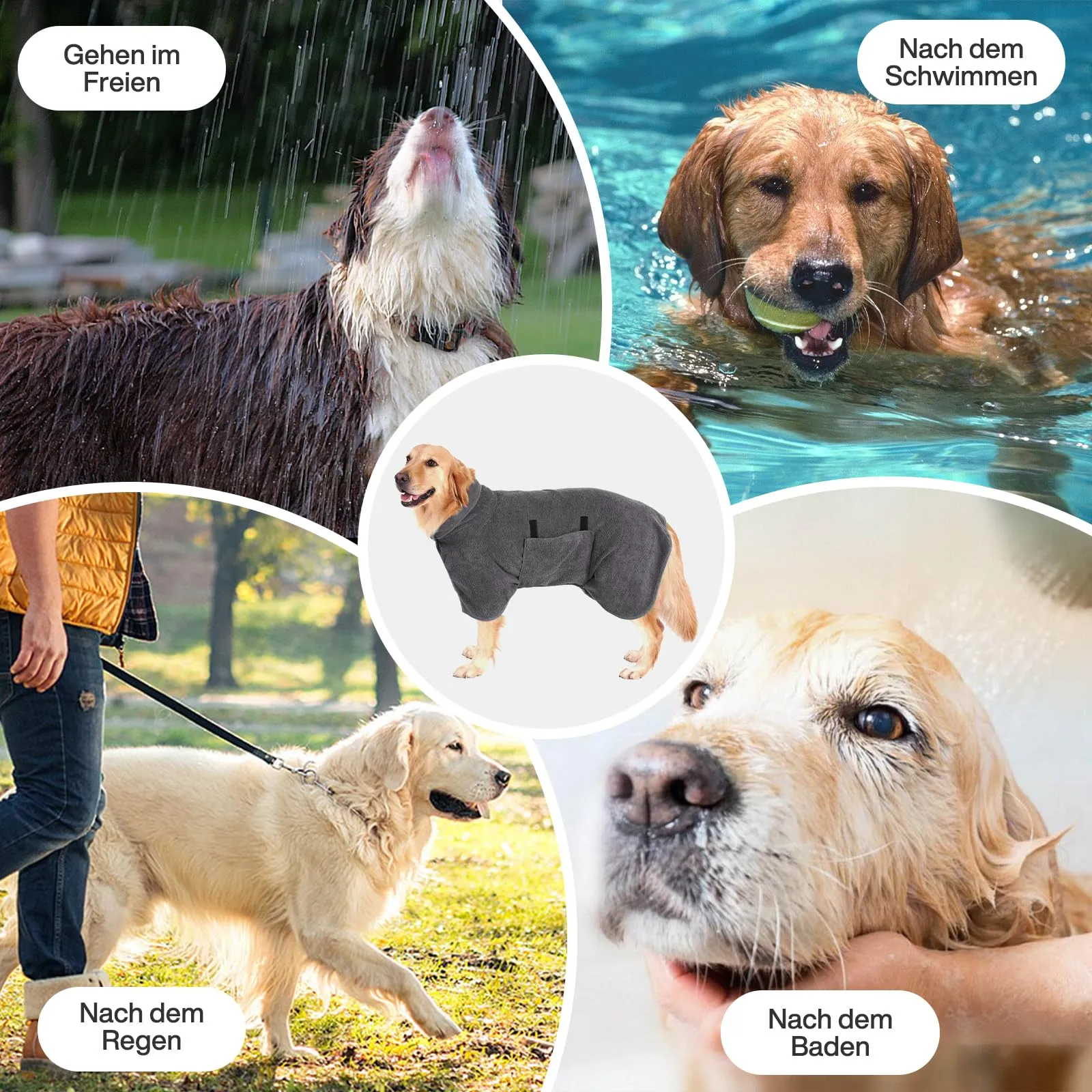 GUHAOOL Accappatoio per Cani in Microfibra, XL, Grigio - immagine 7