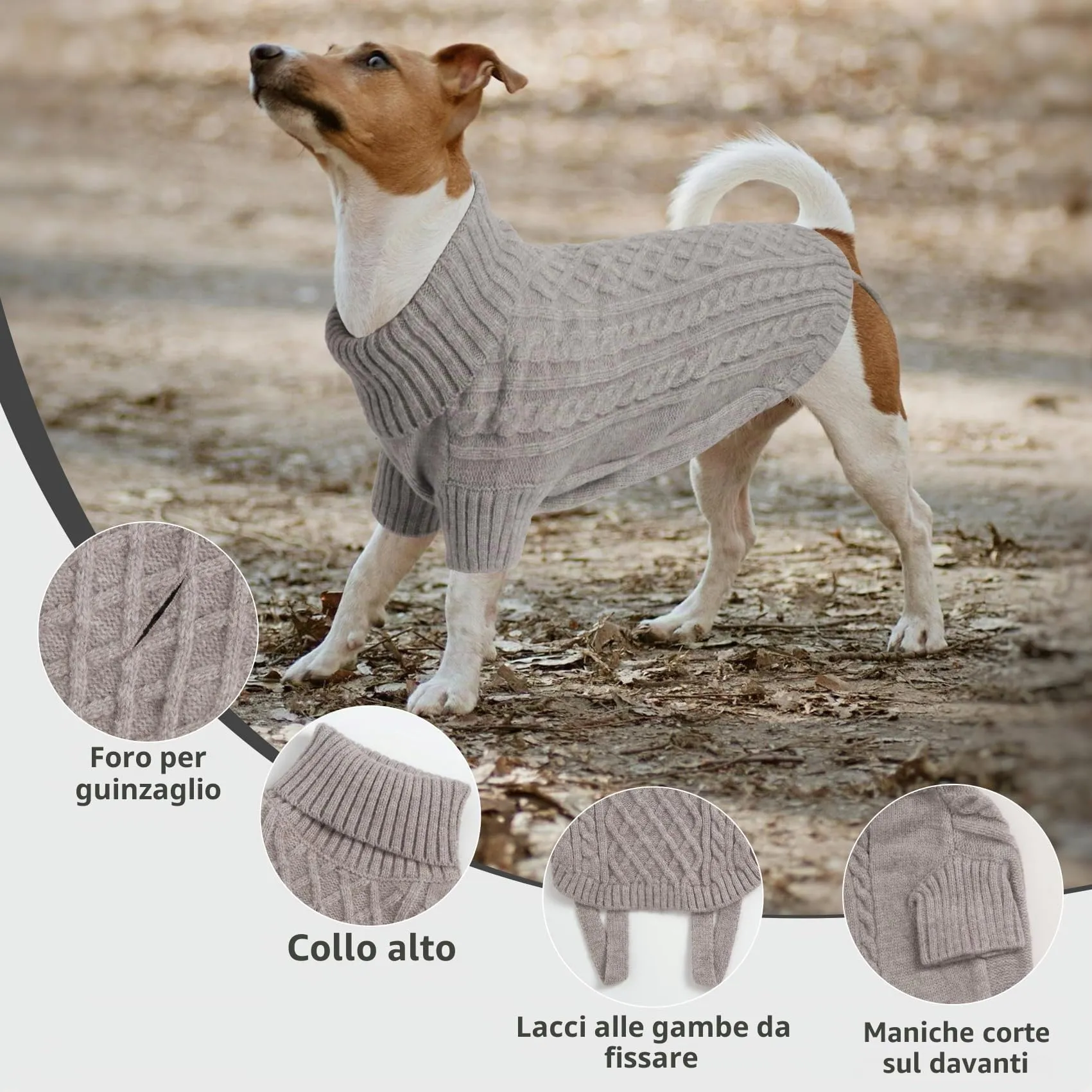 LiebeDD Maglione Cane Invernale Dolcevita in Pile (Grigio XL) - immagine 5