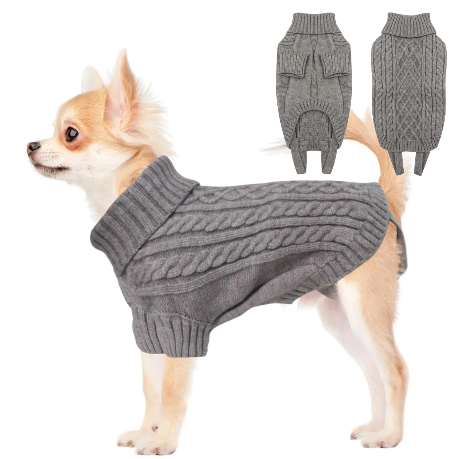 LiebeDD Maglioncino Invernale Termica Dolcevita per Cani di Taglia Piccola, Grigio XS - immagine 1